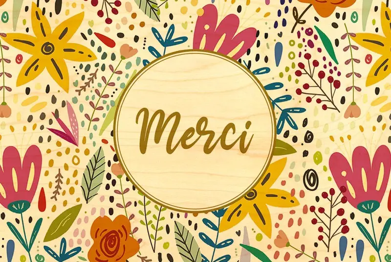 WOODEN POSTCARD - FLORAL THANK YOU