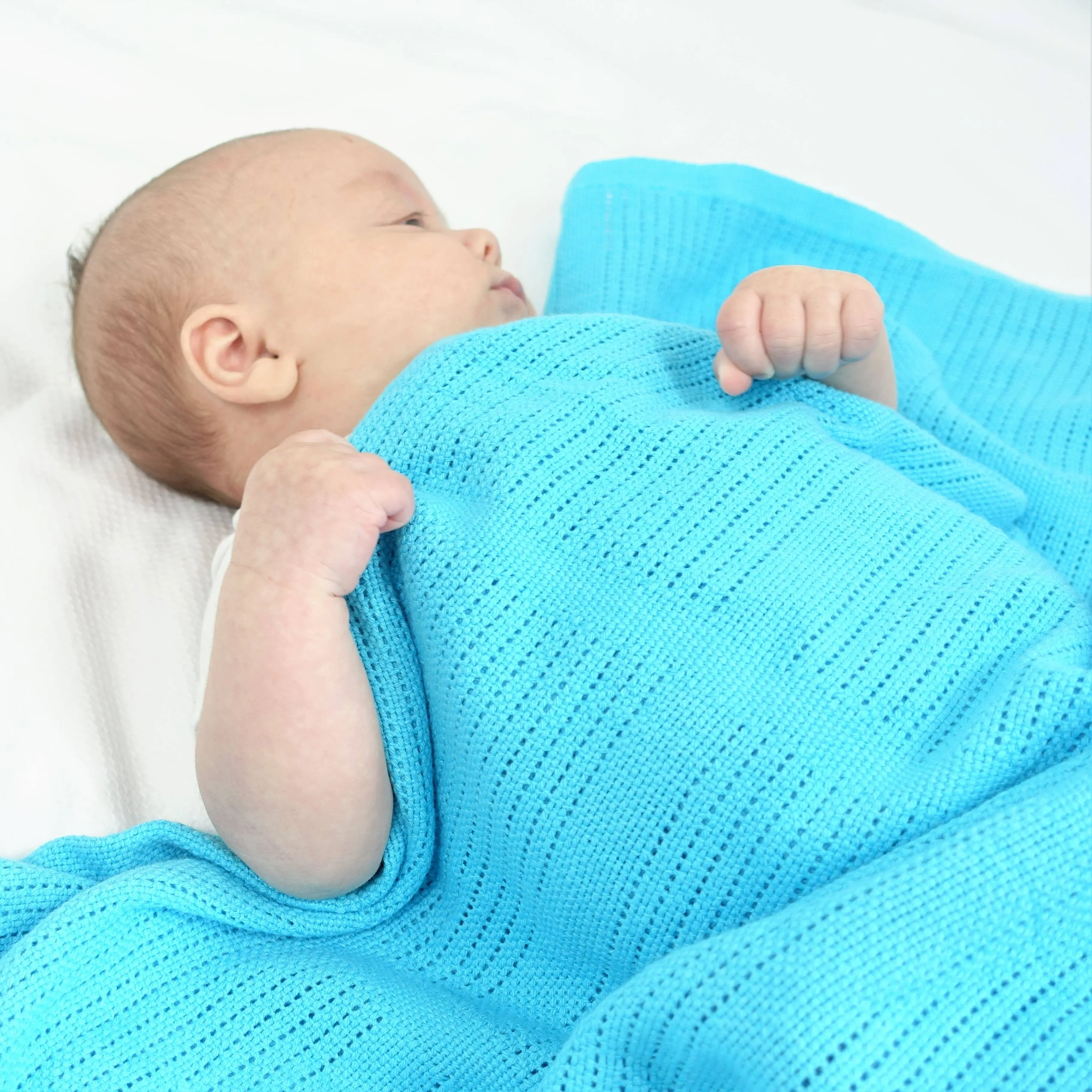 Coperte cellulari Bright Bots 100% cotone turchese