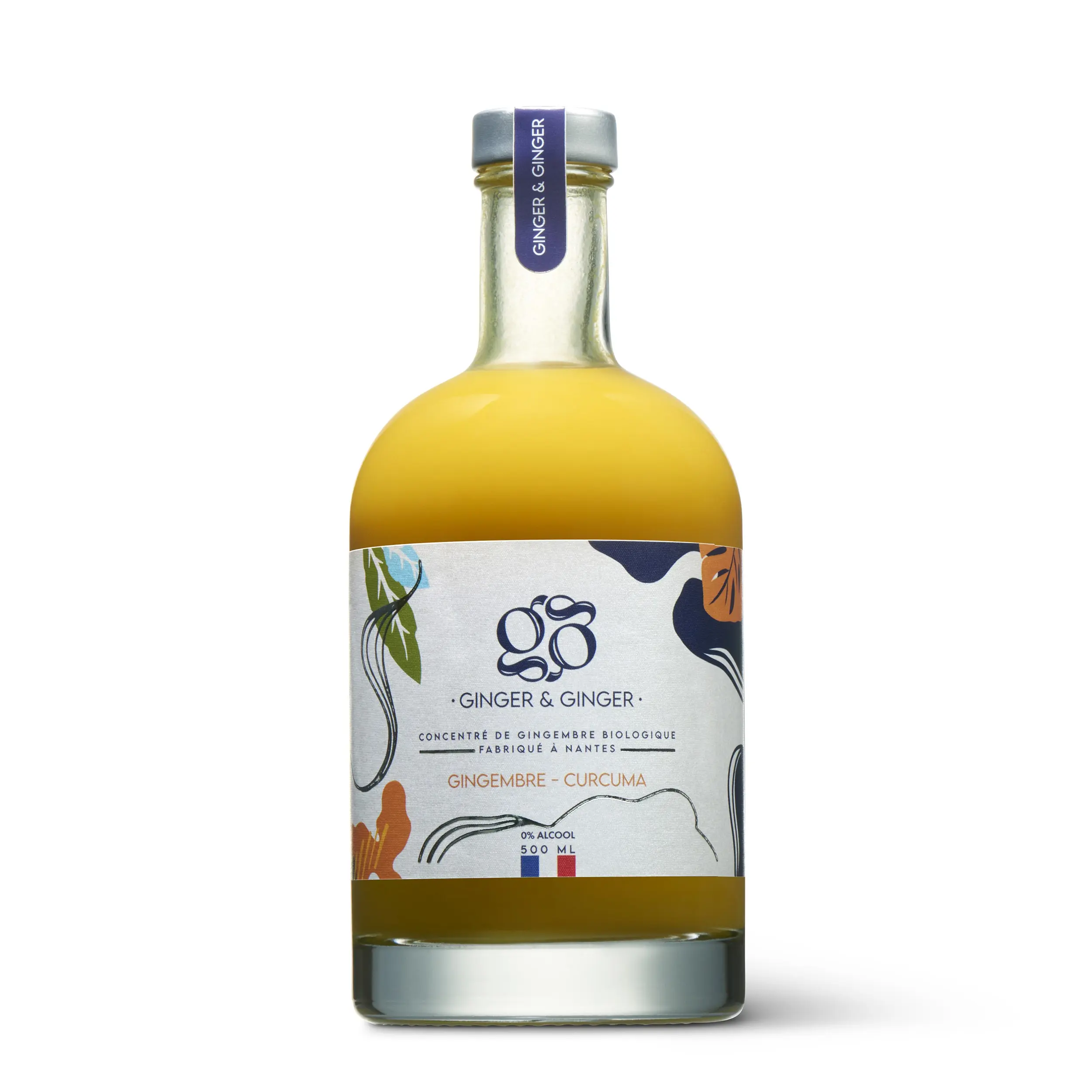 Jus de gingembre/curcuma concentré BIO 500ML - Fabriqué chez NOUS - Sans alcool