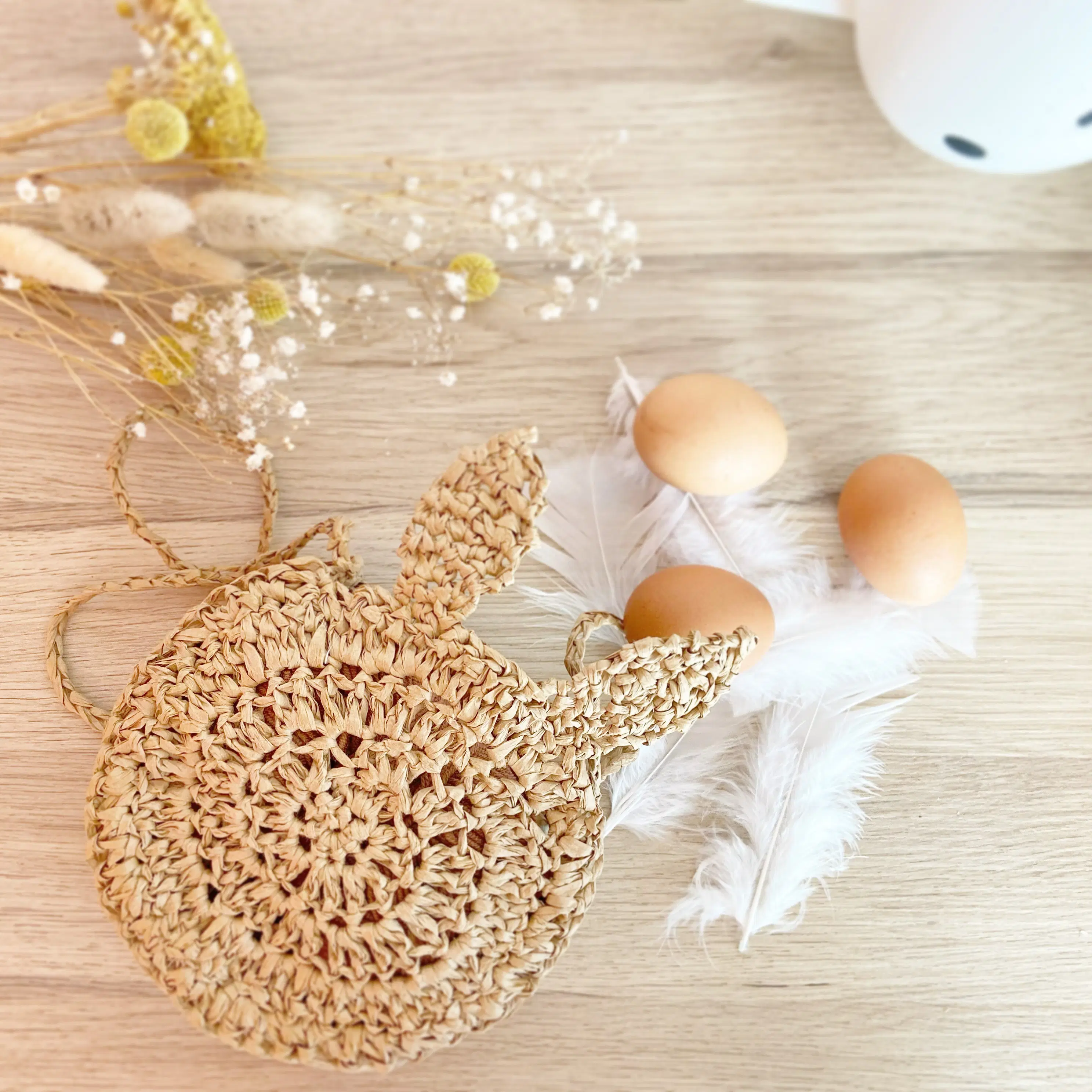 Child crossbody bag Panpan- Rabbit raffia holiday bag