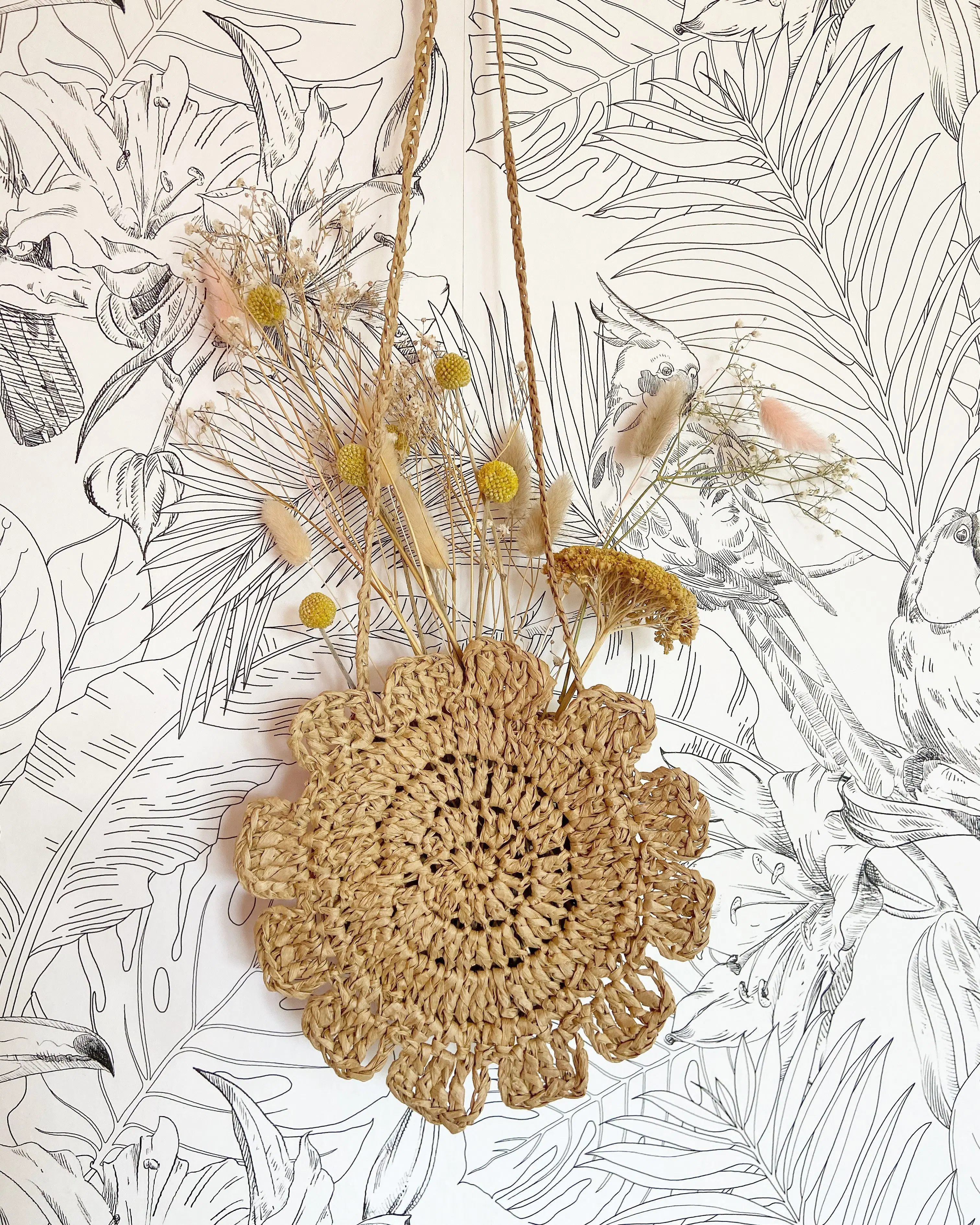 Children's shoulder bag Marguerite - raffia holiday bag