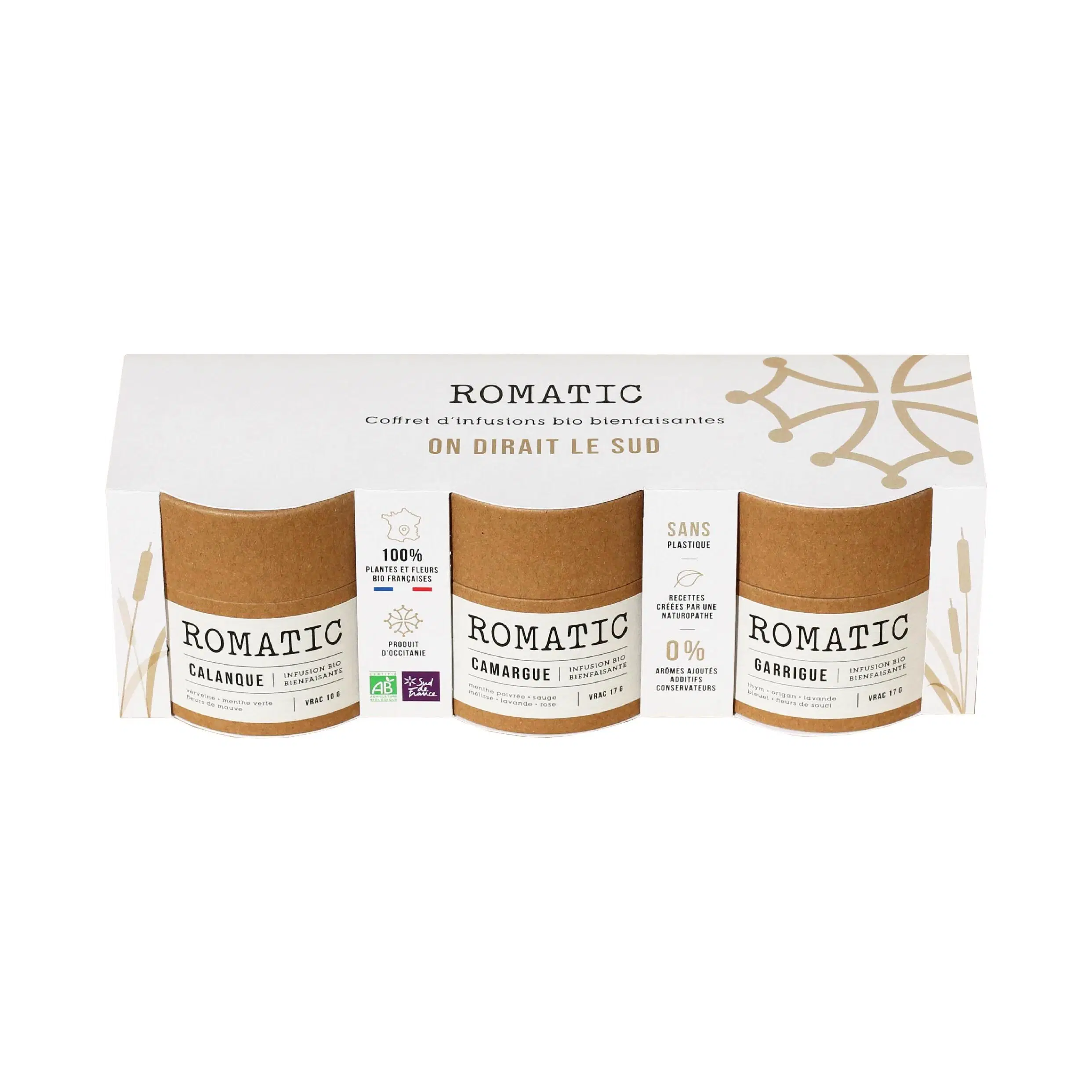 Set of 3 organic herbal teas ON LIKE THE SUD - Limited edition