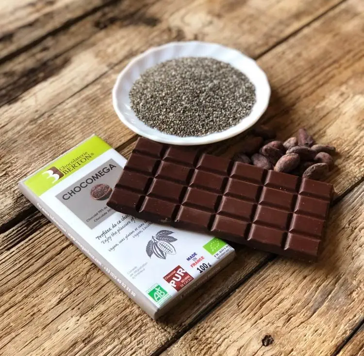 Barra de chocolate orgánico Chocomega con chía