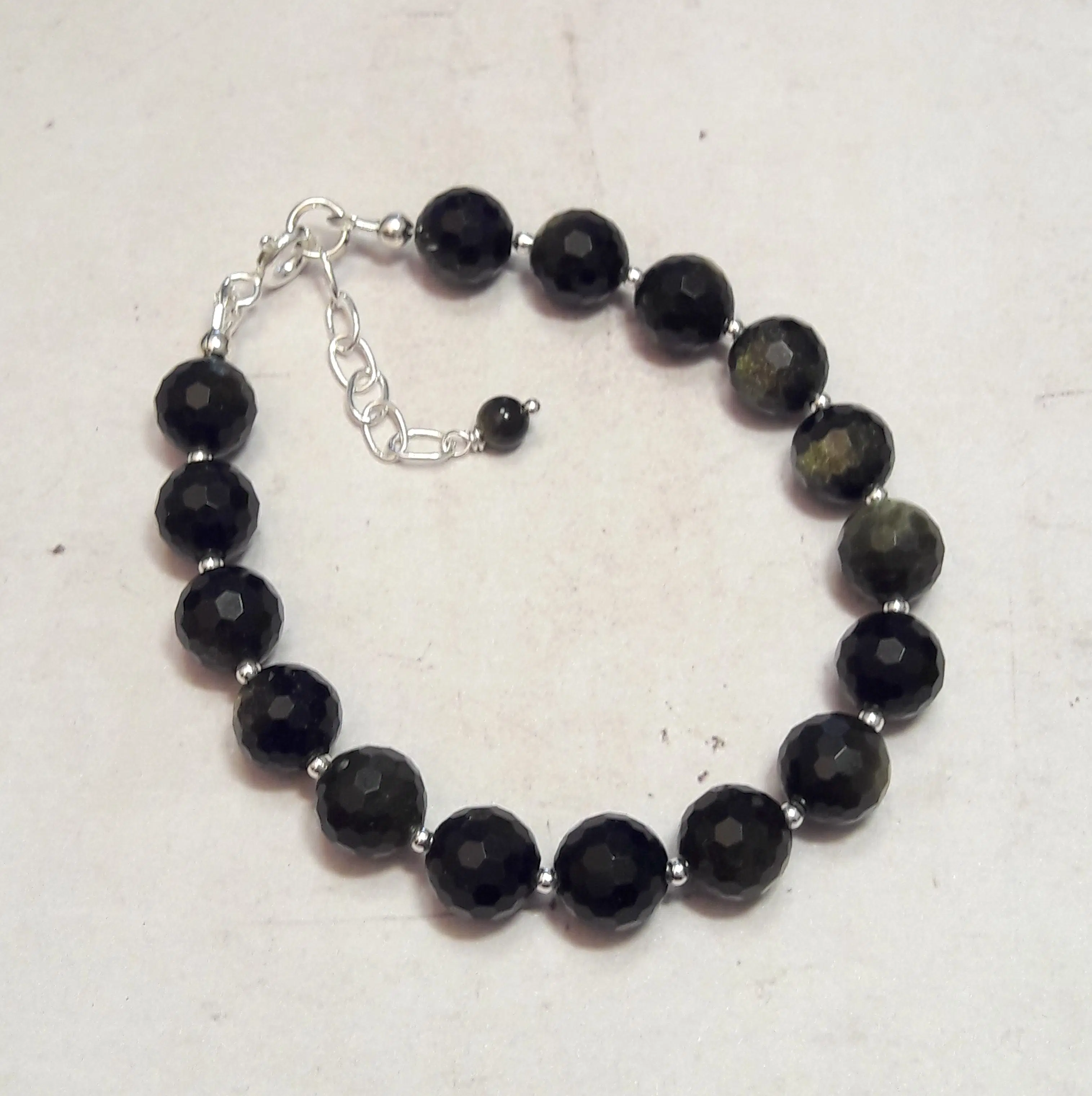 925 Silver Golden Obsidian Bracelet