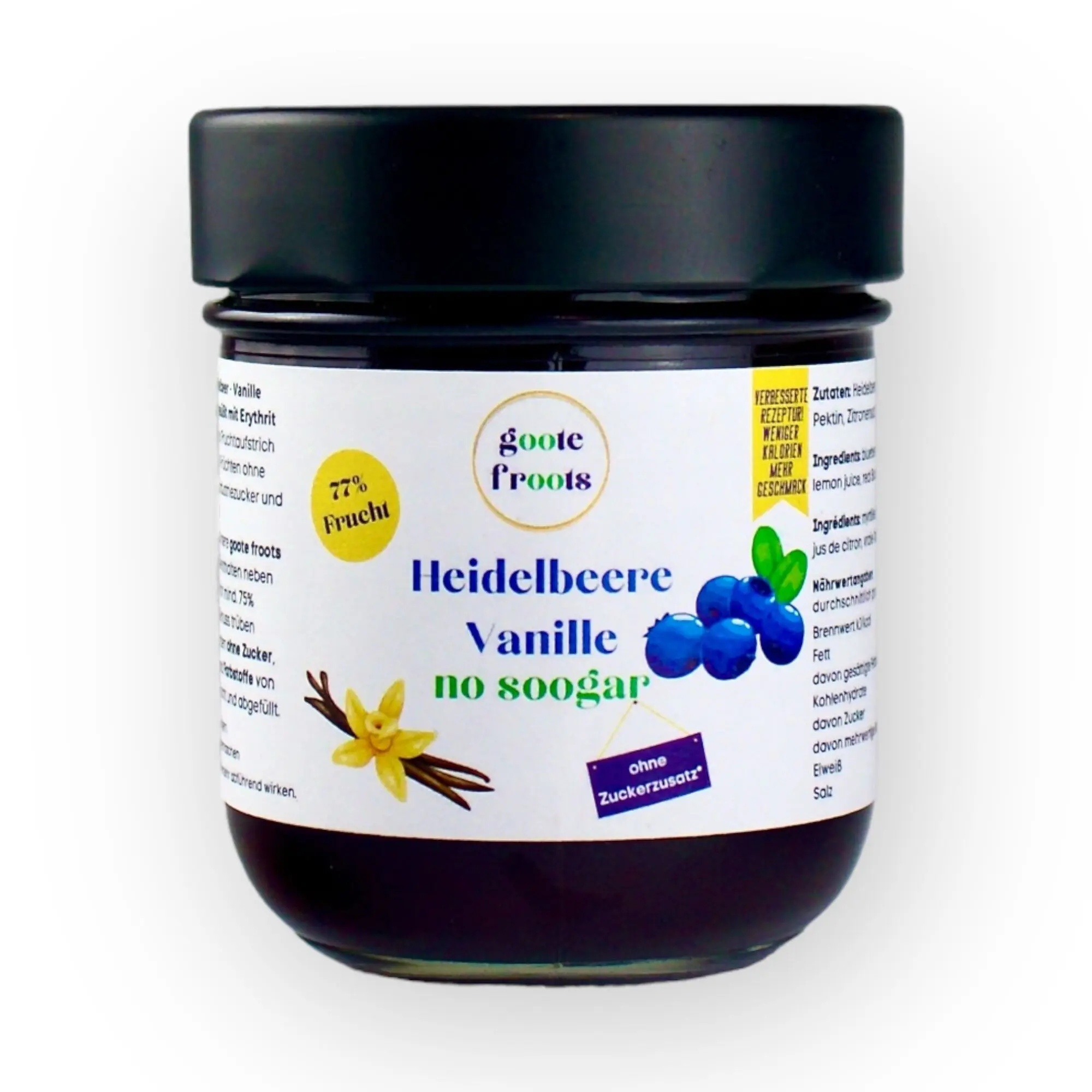 Fruit spread SUGAR-FREE blueberry vanilla 77% fresh fruit