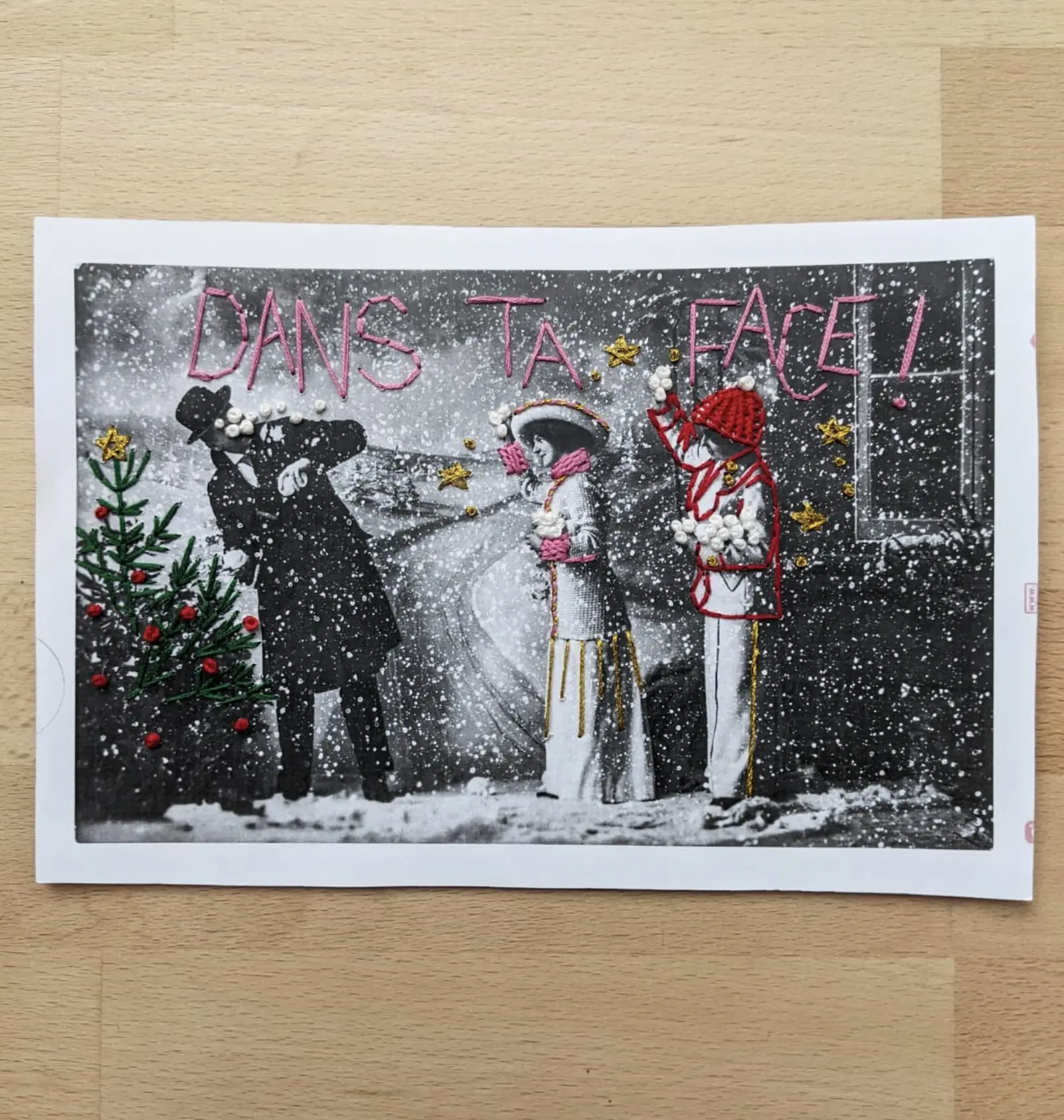 embroidery kit on paper - in your face