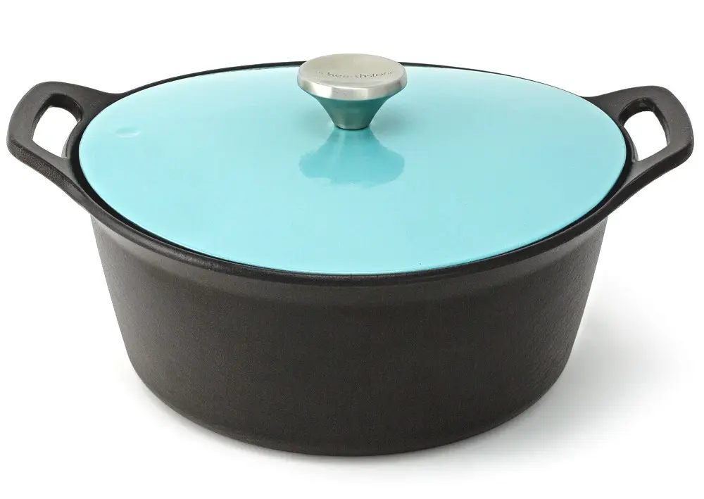Pearl Enamelled Cast Iron Cocotte, Turquoise, 26 cm, 5.2 l.