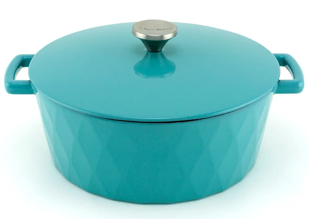 Diamond Enamelled Cast Iron Cocotte, Turquoise, 28 cm, 6.9 l.