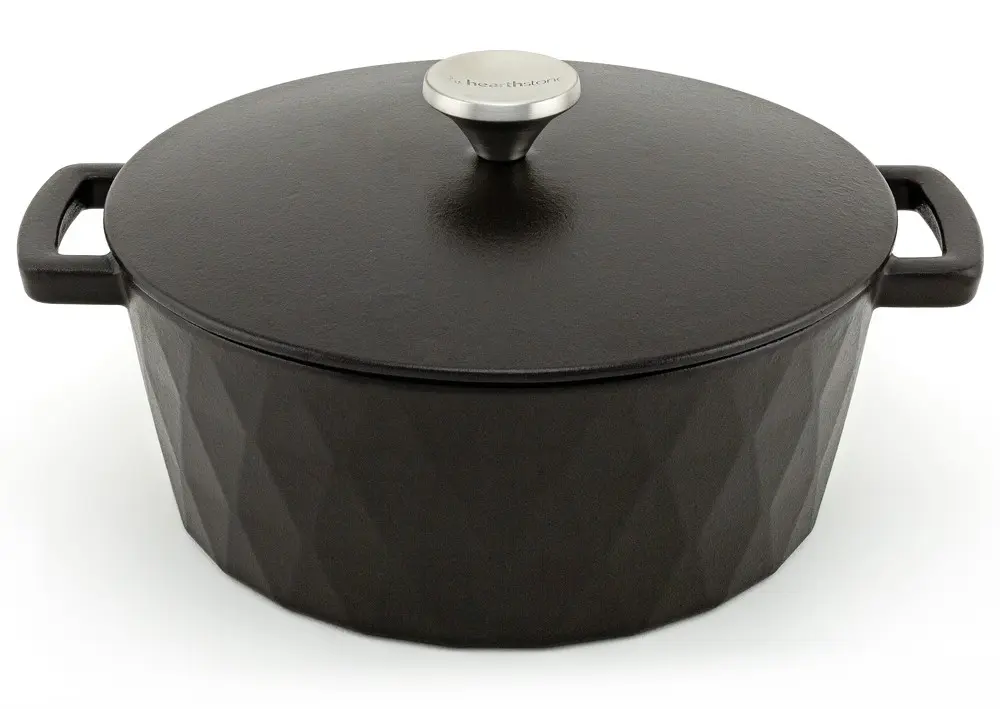 Diamond Enamelled Cast Iron Cocotte, Satin Black, 26 cm, 5.2 l.