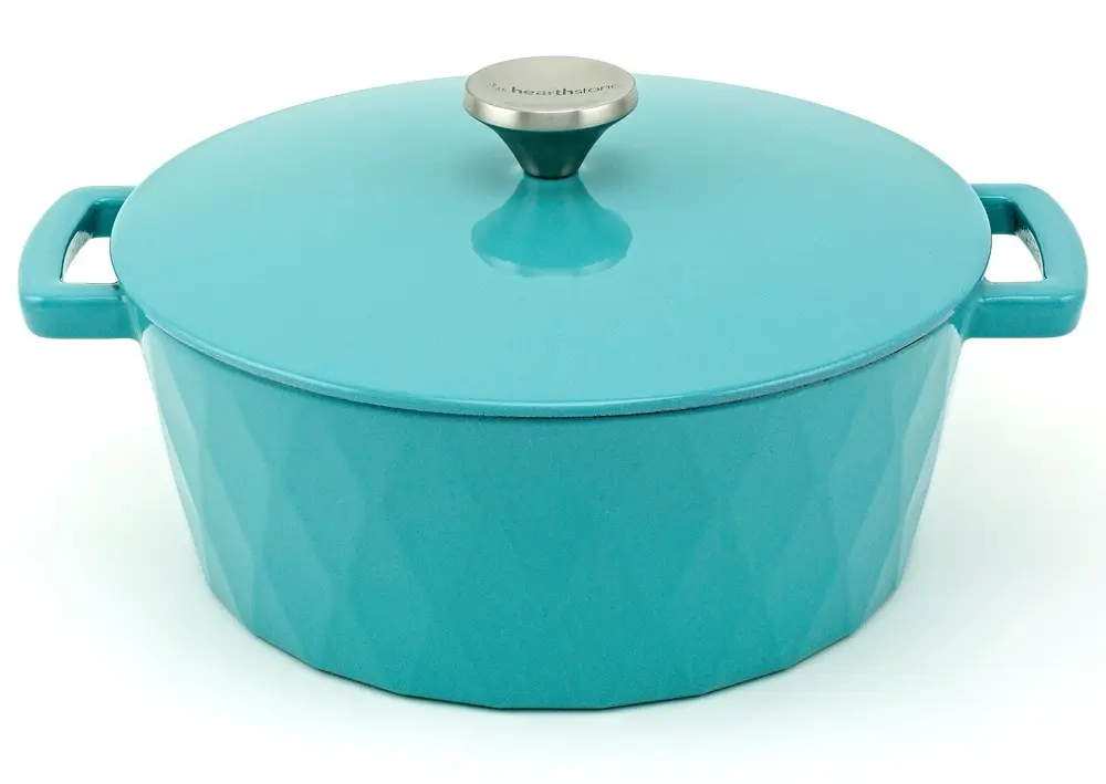 Diamond Enamelled Cast Iron Cocotte, Turquoise, 26 cm, 5.2 l.