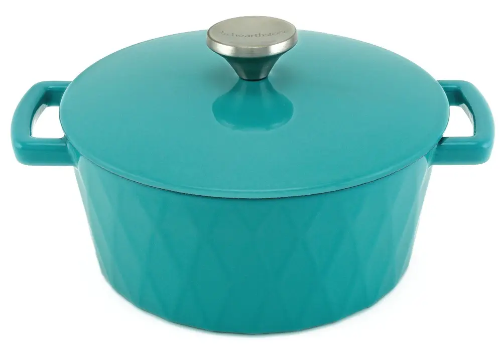 Diamond Enamelled Cast Iron Cocotte, Turquoise, 24 cm, 3.3 l.