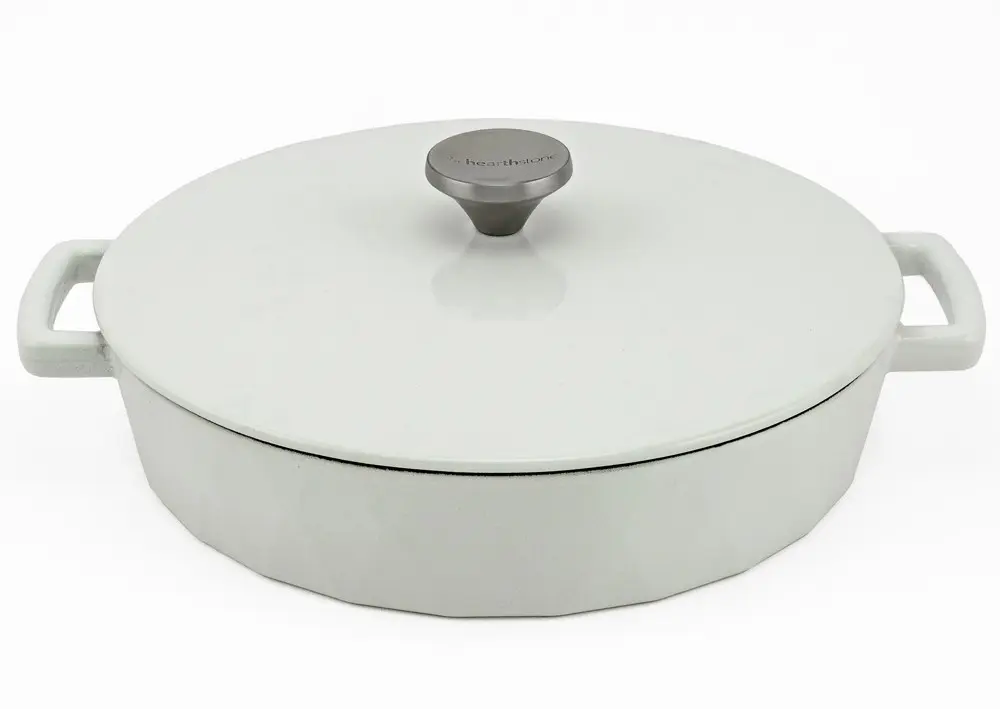 Low Diamond Enamelled Cast Iron Cocotte, White, 28 cm, 3.8 l.