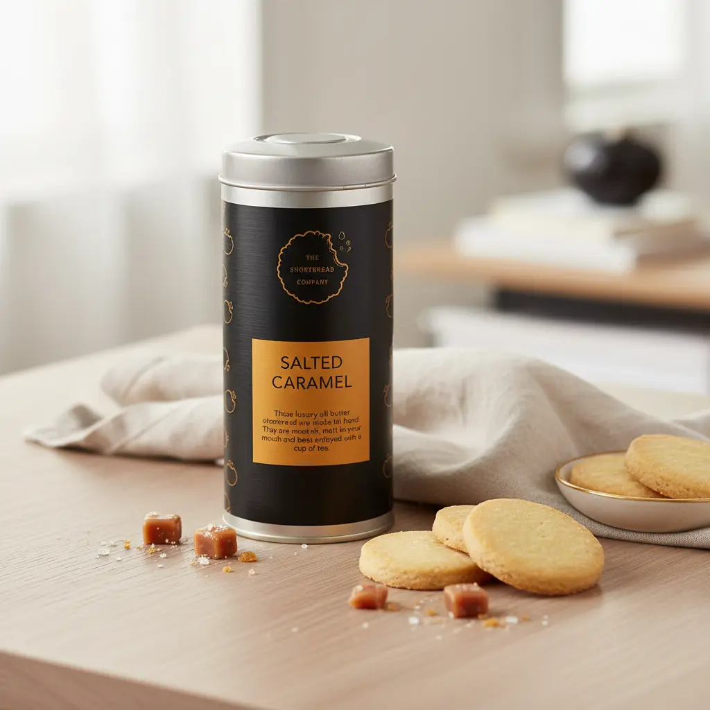 Luxury Handmade Salted Caramel Shortbread Cookies Gift Tin