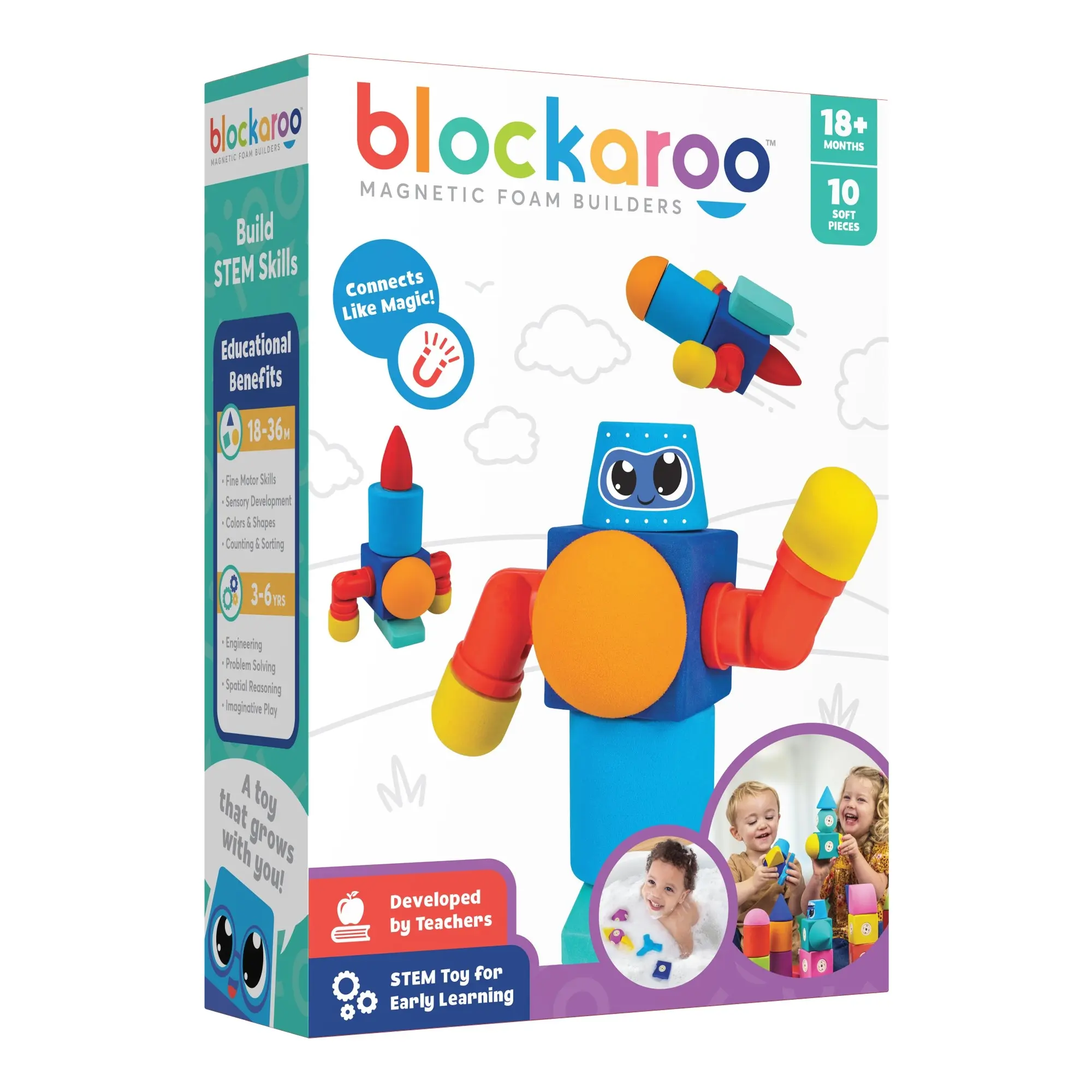 Blockaroo robot box - 10 Jumbo pcs - magnetic building toy