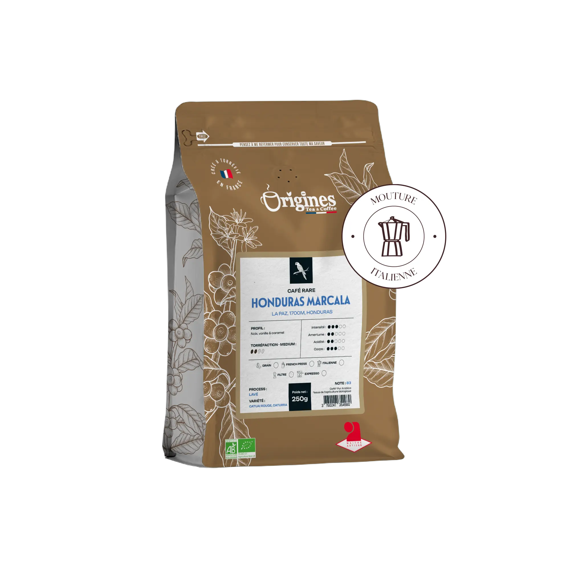Café rare Bio - Honduras Marcala - Italienne 250g