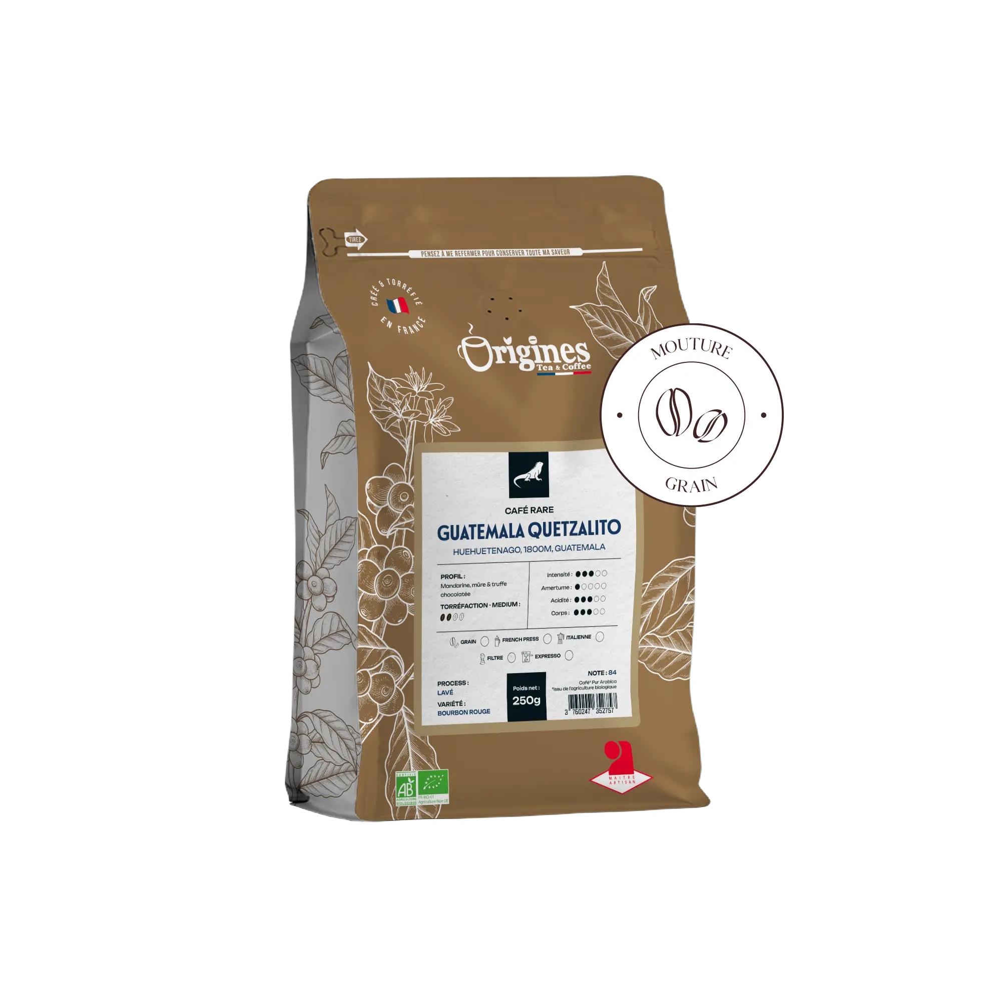 Café rare Bio - Guatemala Quetzalito  - Grains 250g