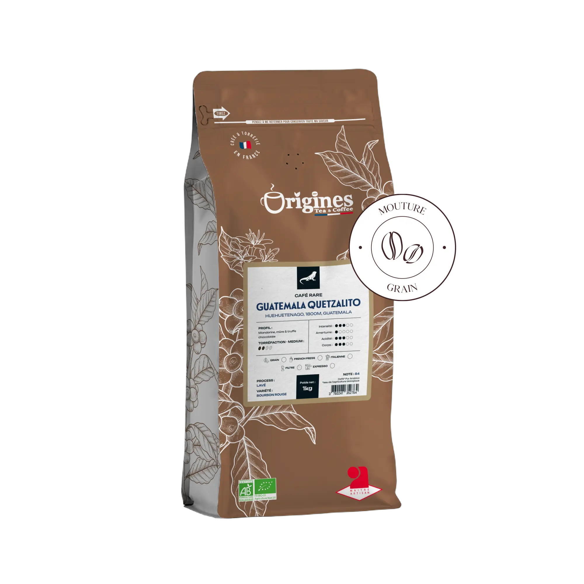 Café rare Bio - Guatemala Quetzalito  - Grains 1kg