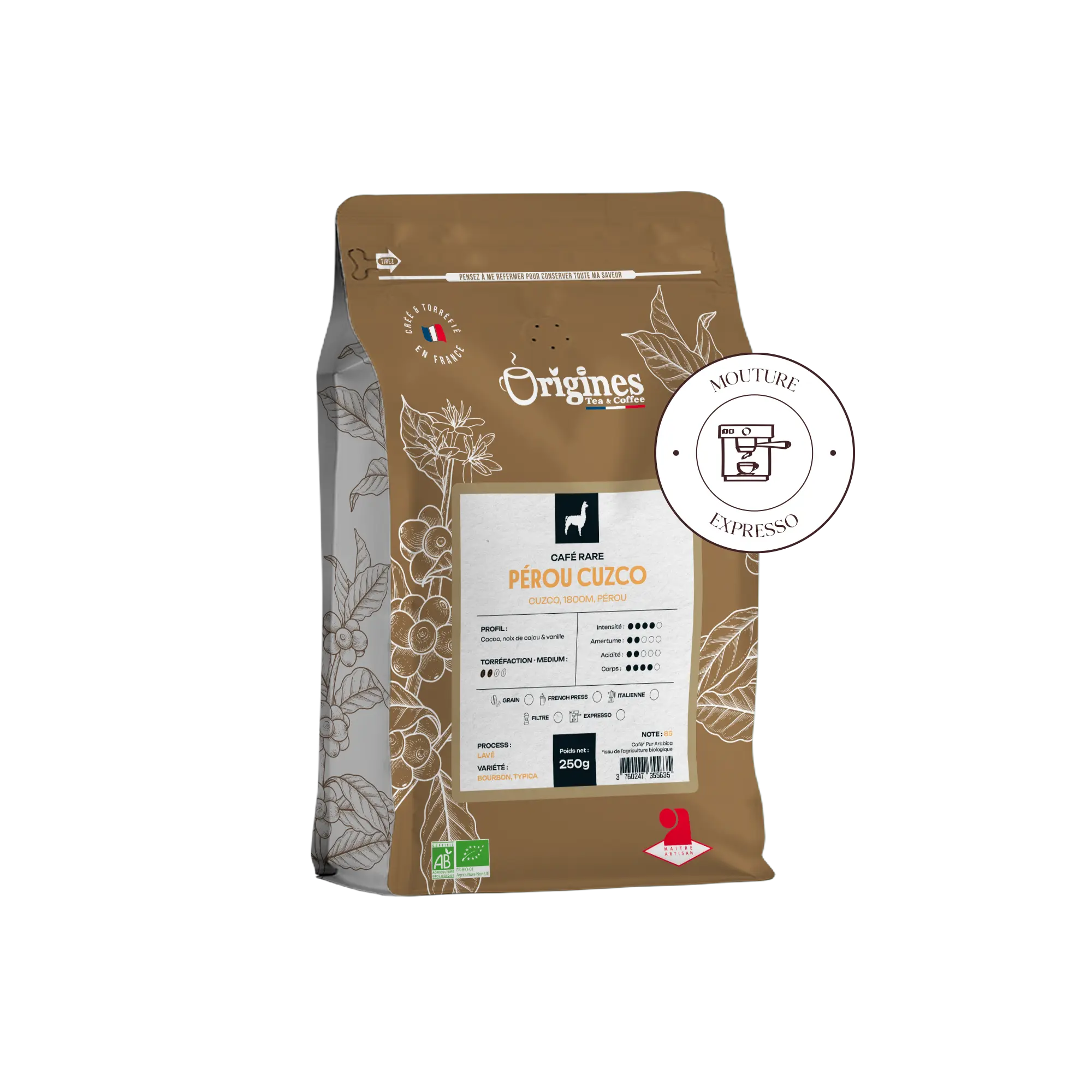 Café rare Bio - Pérou Cuzco  - Expresso 250g