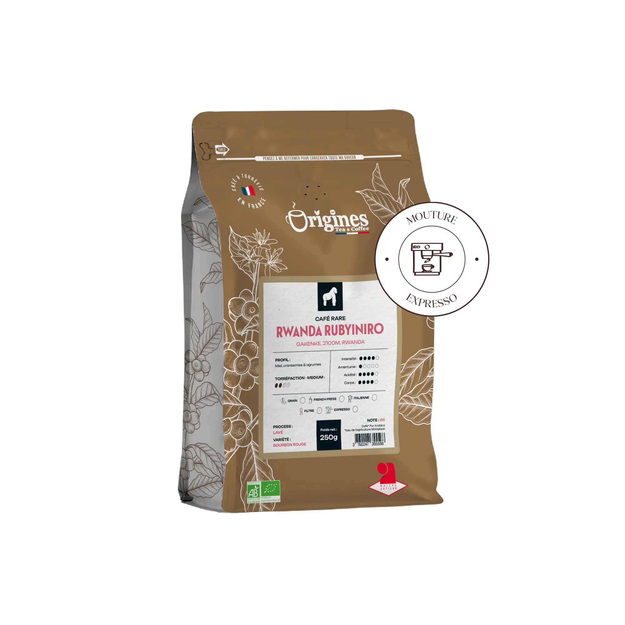 Café rare Bio - Rwanda Rubyiniro  - Expresso 250g