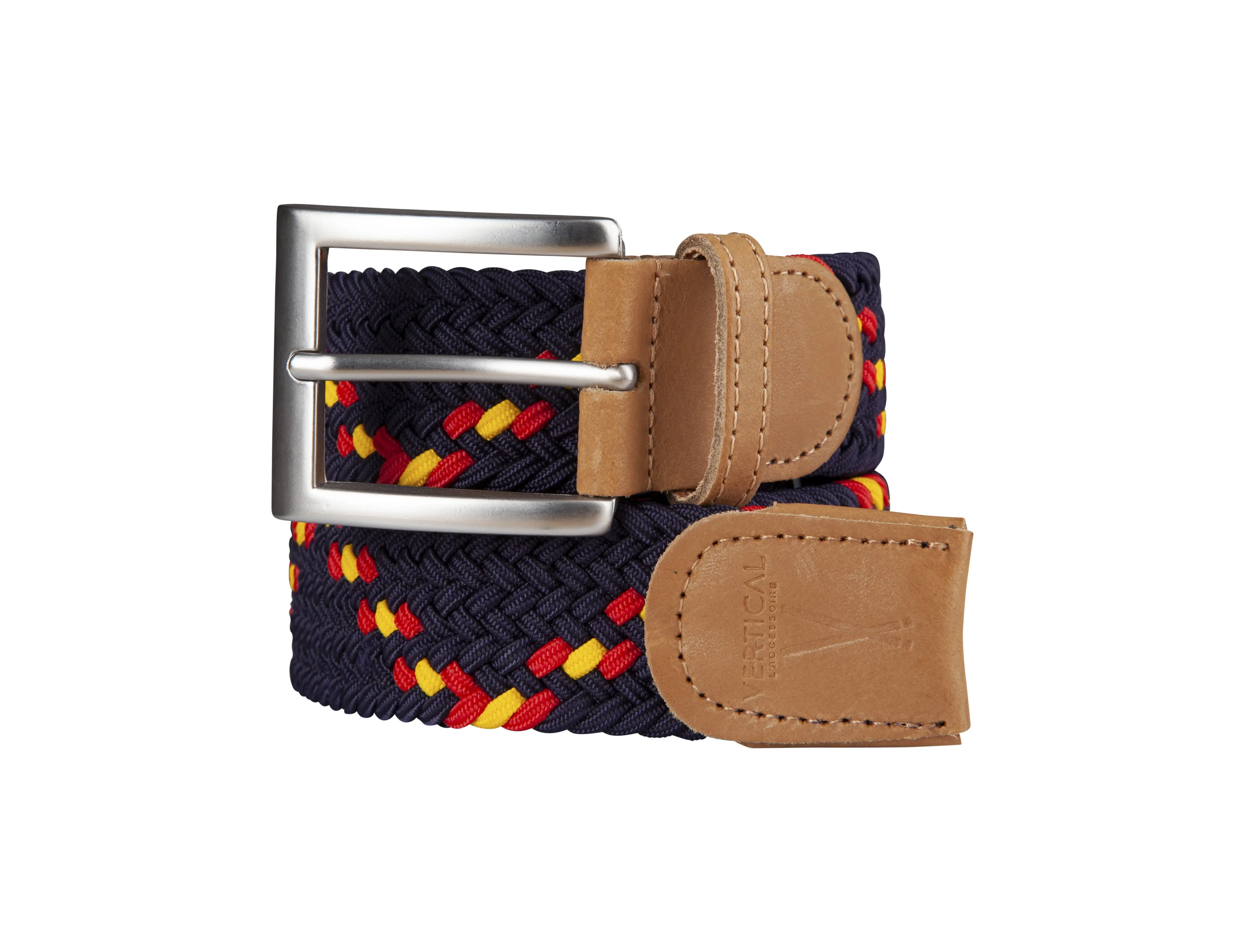 Braided belt blue orange yellow