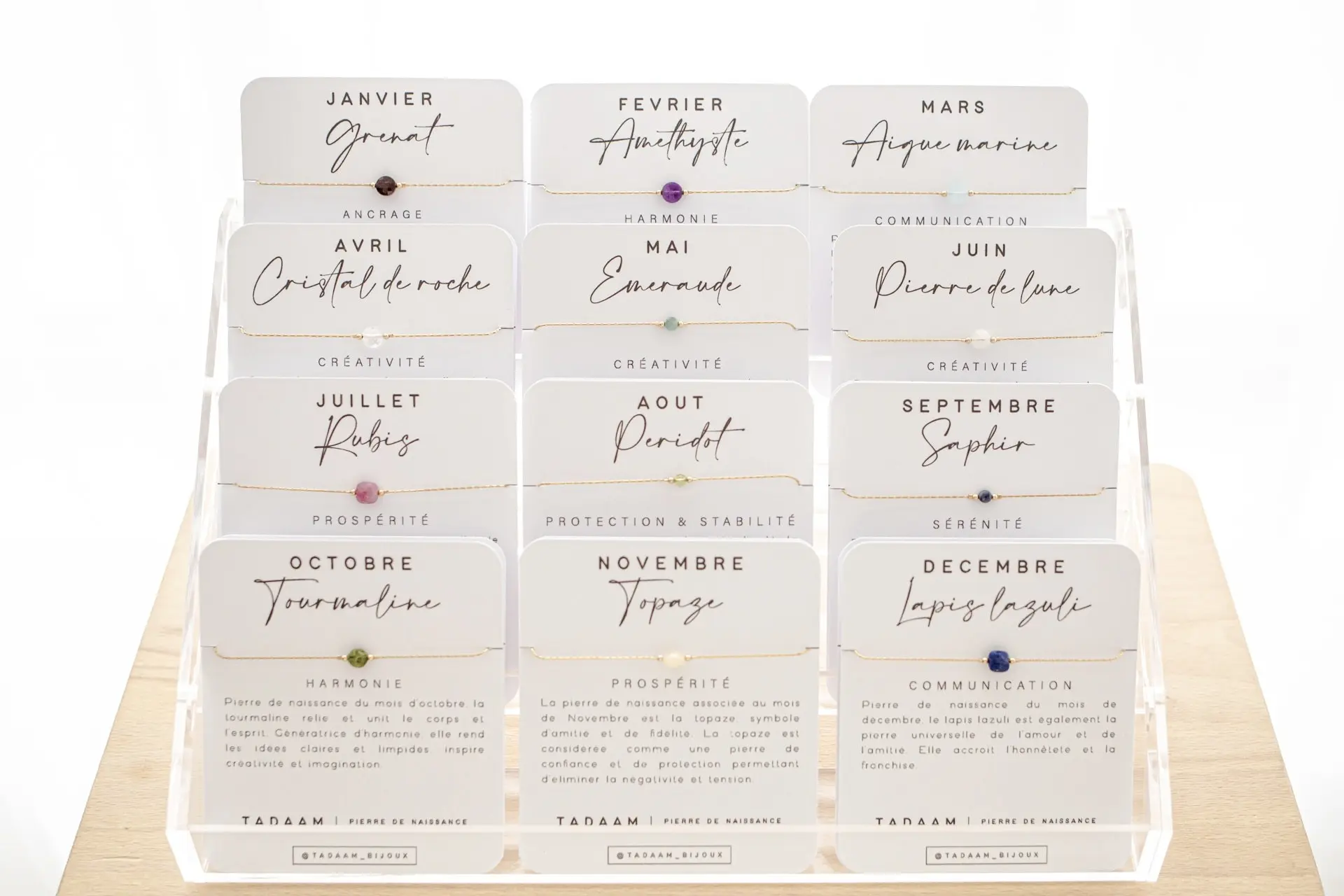 Collection of 24 Birthstone Bracelets in 14K gold filled | birthstone | Tadaam Jewelry | French made