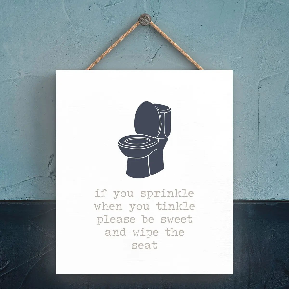 P3337 - Sprinkle Tinkle Modern Grey Typography Home Humour Wooden Hanging Plaque