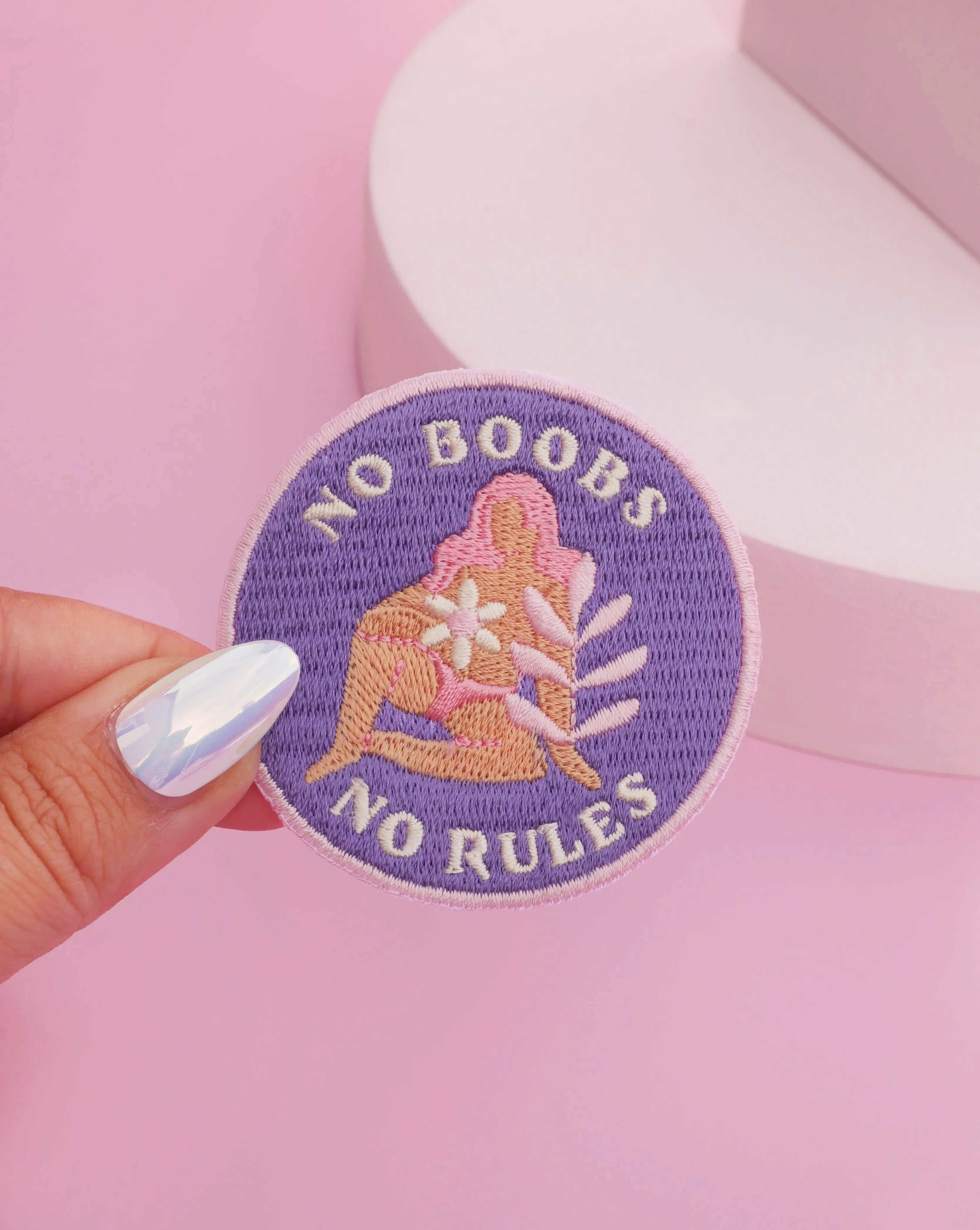Iron-on patch No boobs no rules - girl power