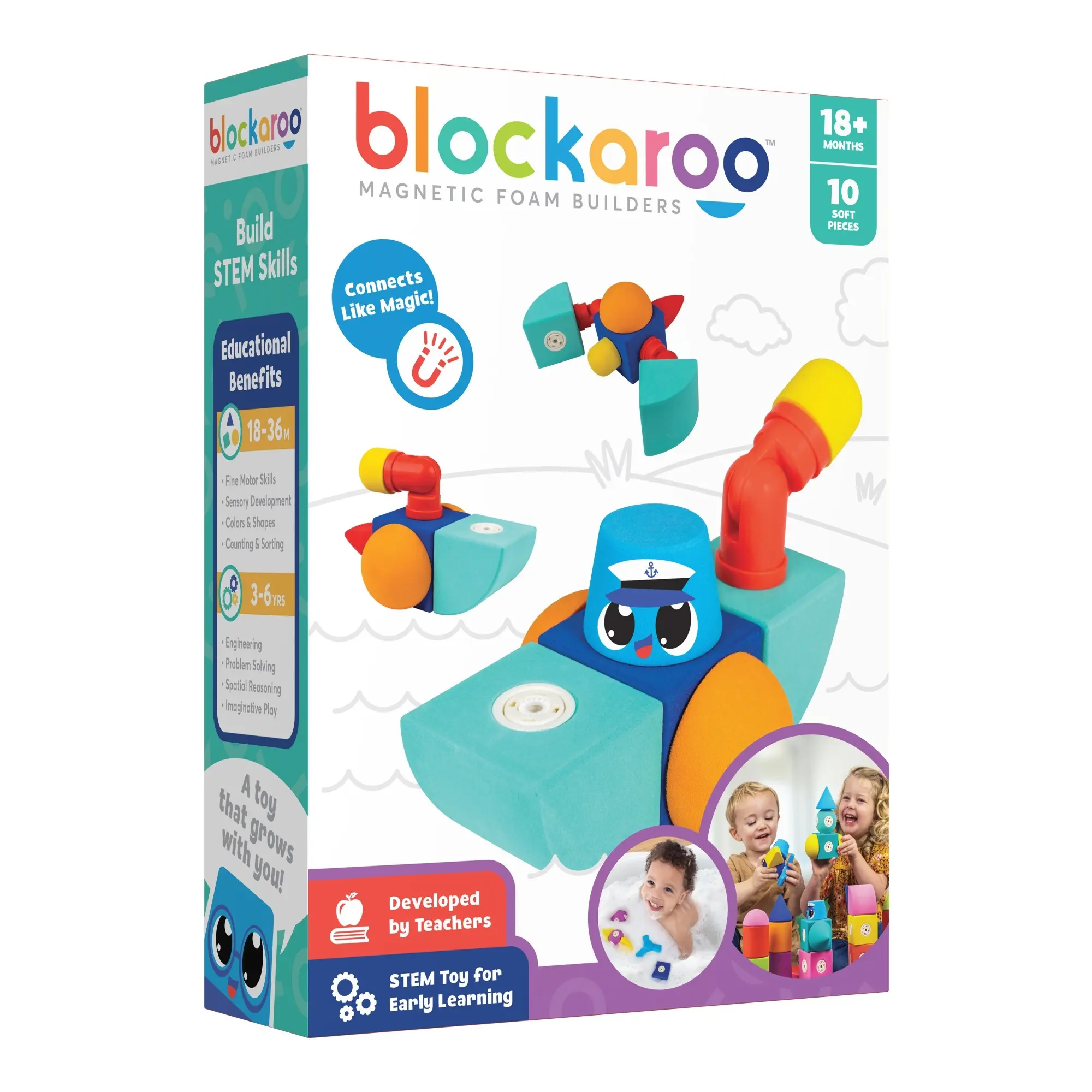 BLOCKAROO BOOT BOX - 10 JUMBO STUKS - MAGNETISCH BOUWSPEELGOED