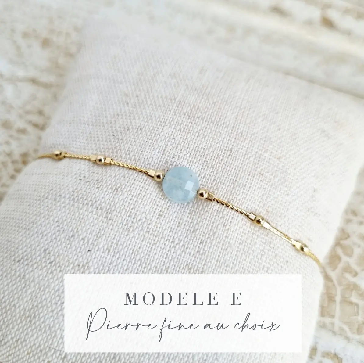 E-Band | Lithotherapy bracelet | Well-being wristband | Fine bracelet in 14k gold filled gold and natural stone | Gem bracelet | Water Resistant Jewelry | Tadaam Jewelry | Made in France |
