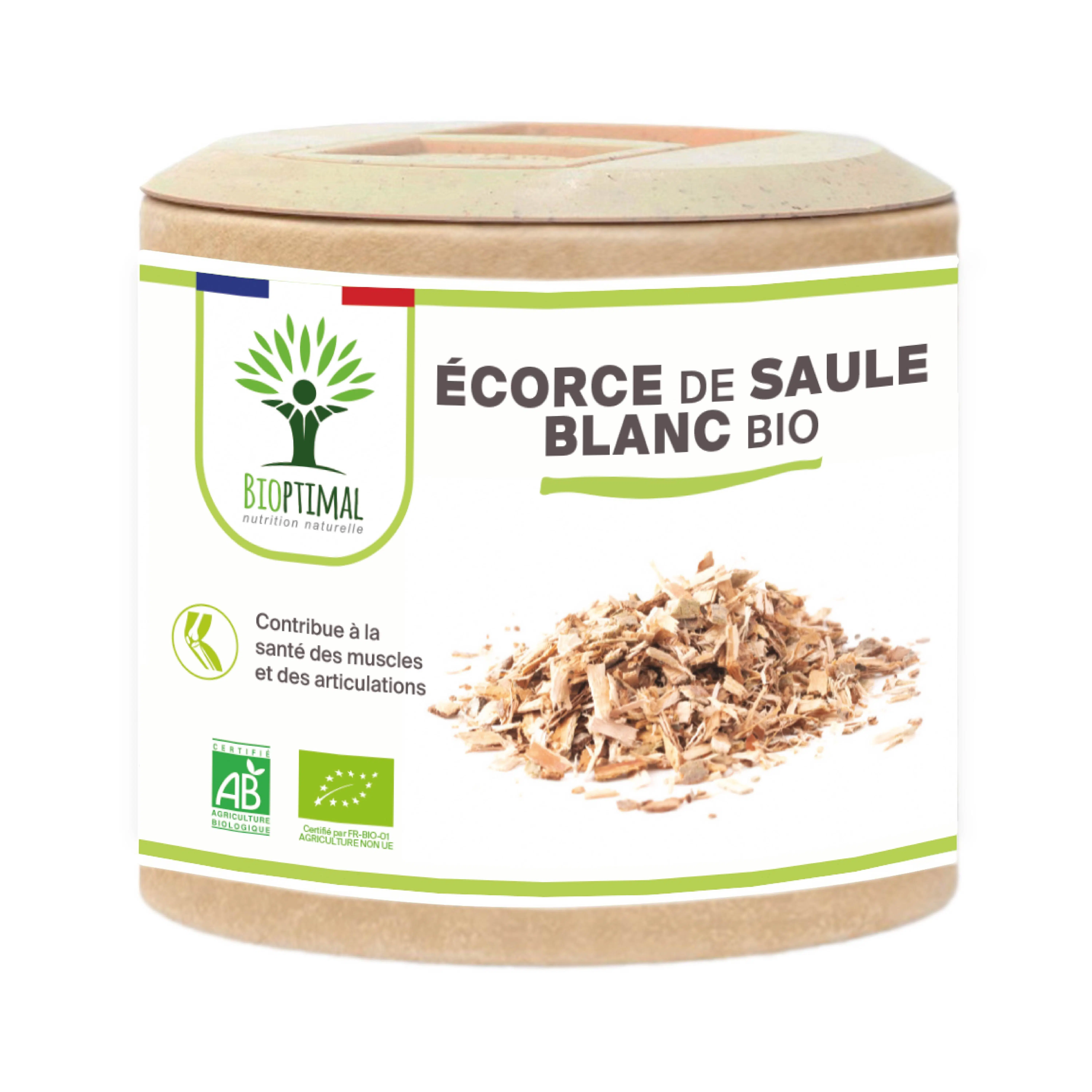 Saule bio - Salix alba - Complément alimentaire - Tonifiant Articulation - 100% Écorce de saule blanc en poudre Pure en gélules - Fabriqué en France - gélules