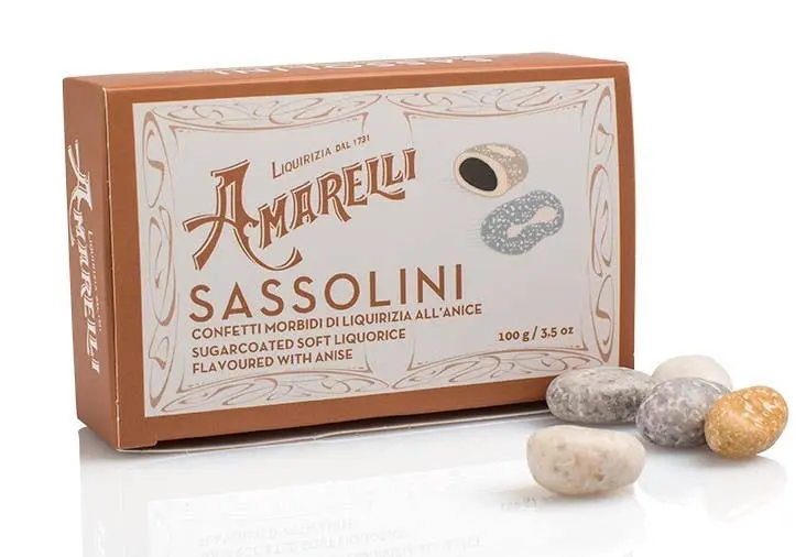 Sugar coated Liquorice flavored with Anise - SASSOLINI 100g