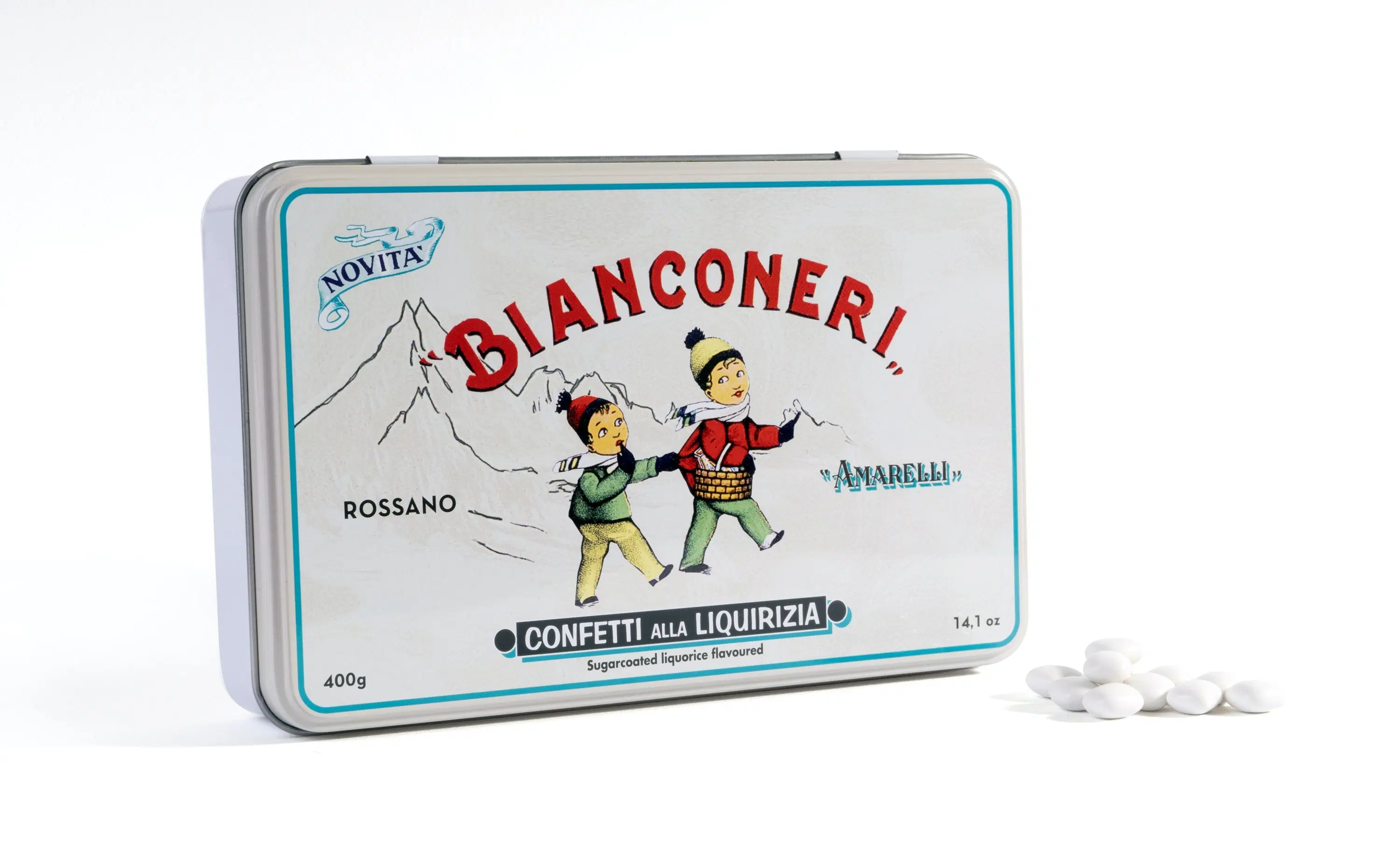 Sugar coated Liquorice flavored with Mint - BIANCONERI 400g