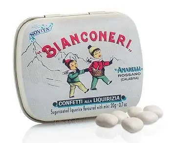 Sugar coated Liquorice flavored with Mint - BIANCONERI 20g