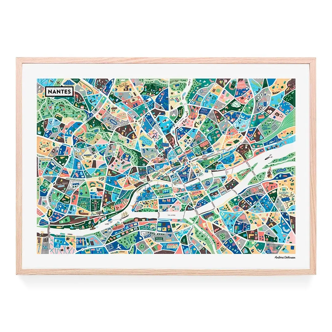 Poster - illustrated with a view of Nantes by Antoine Corbineau