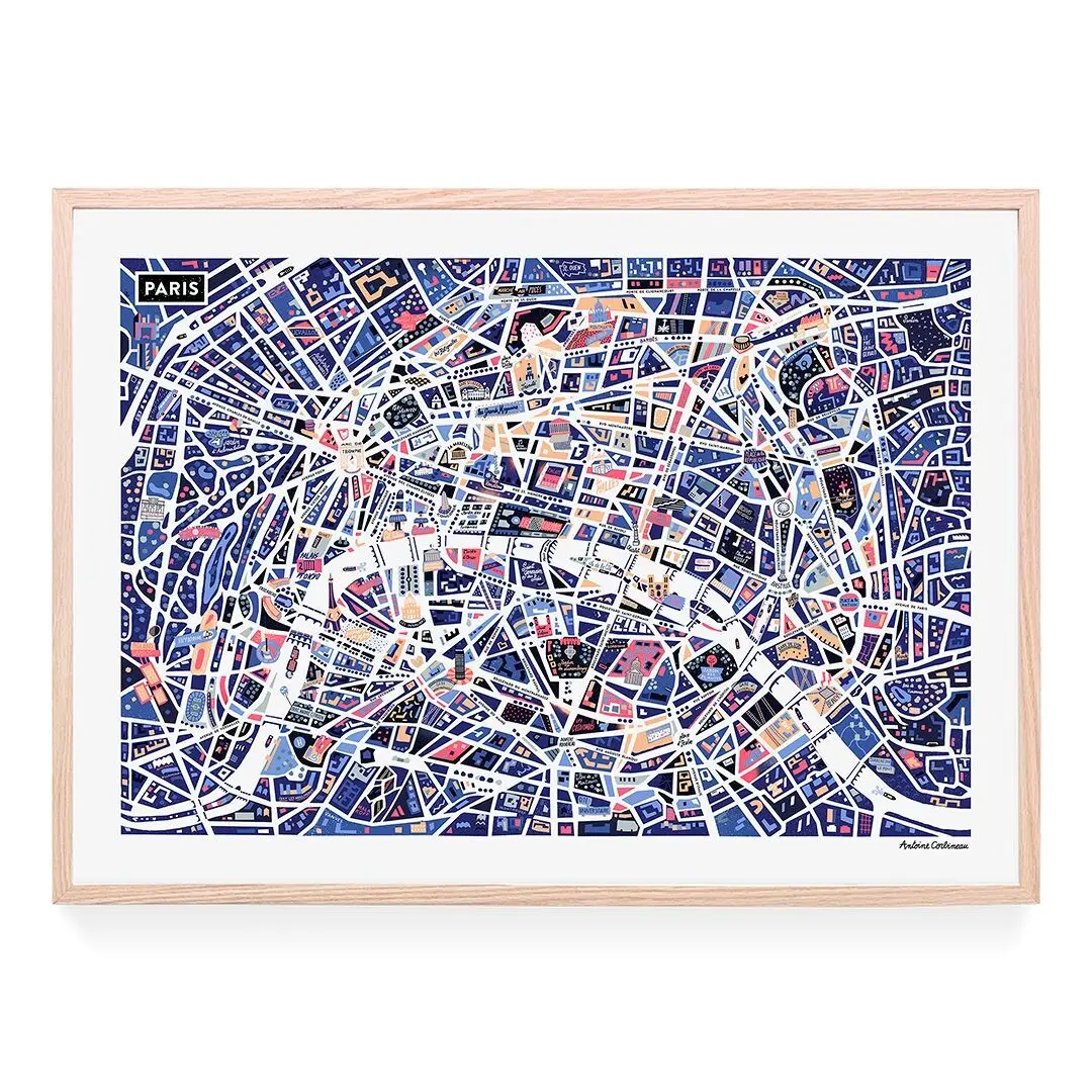 Poster - illustrated with Paris by night by Antoine Corbineau
