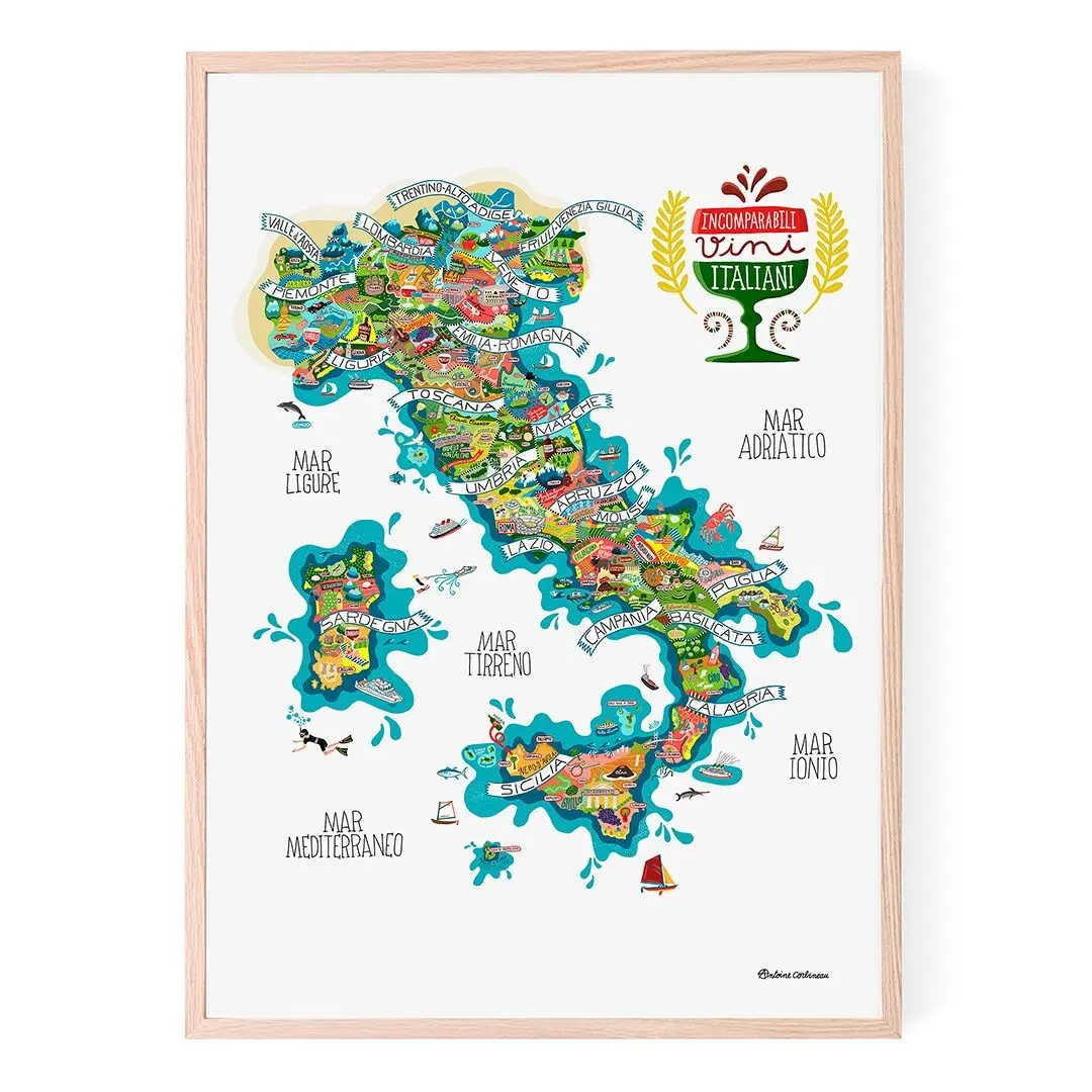 Poster - illustrated with Italian wine by Antoine Corbineau