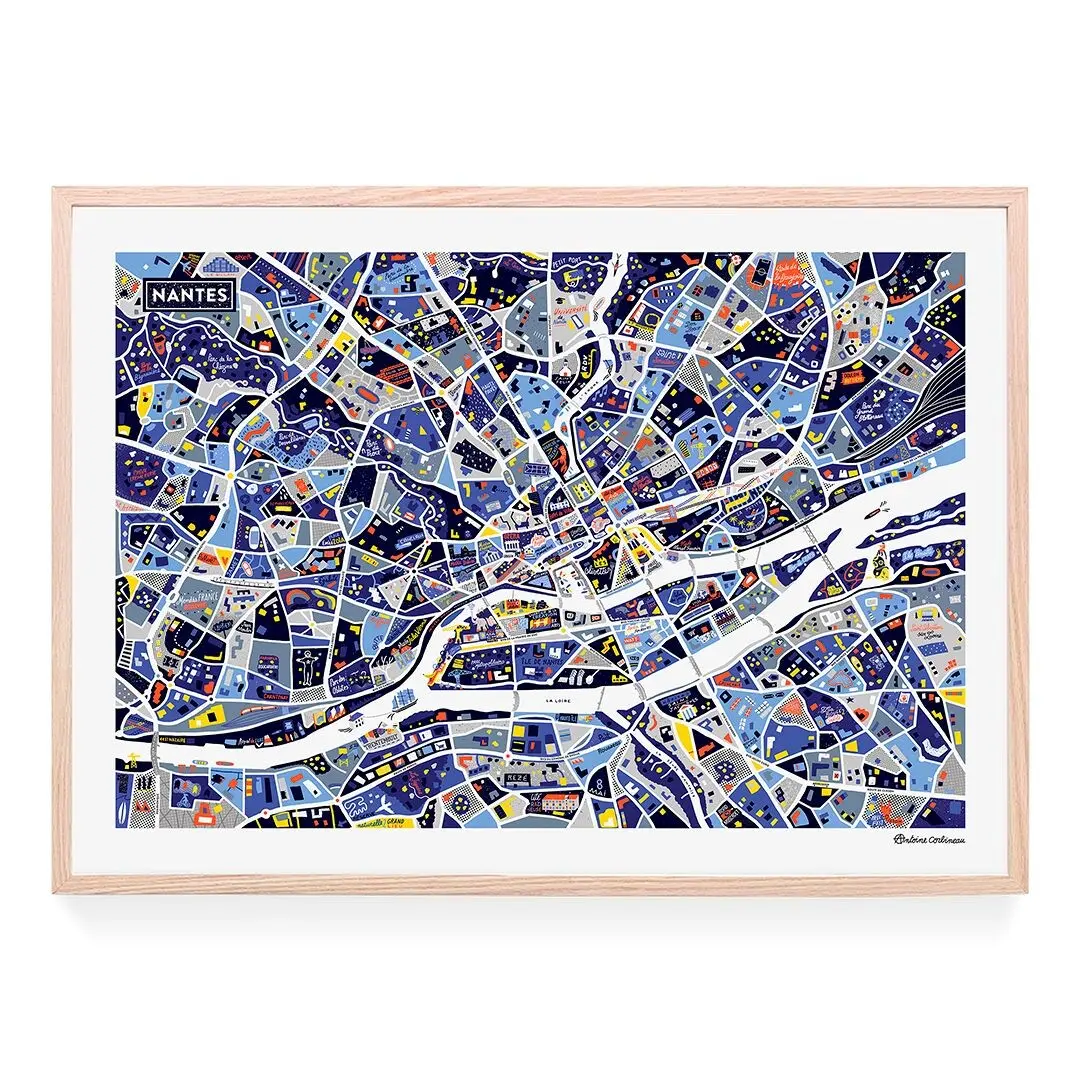 Poster - illustrated with Nantes by night by Antoine Corbineau