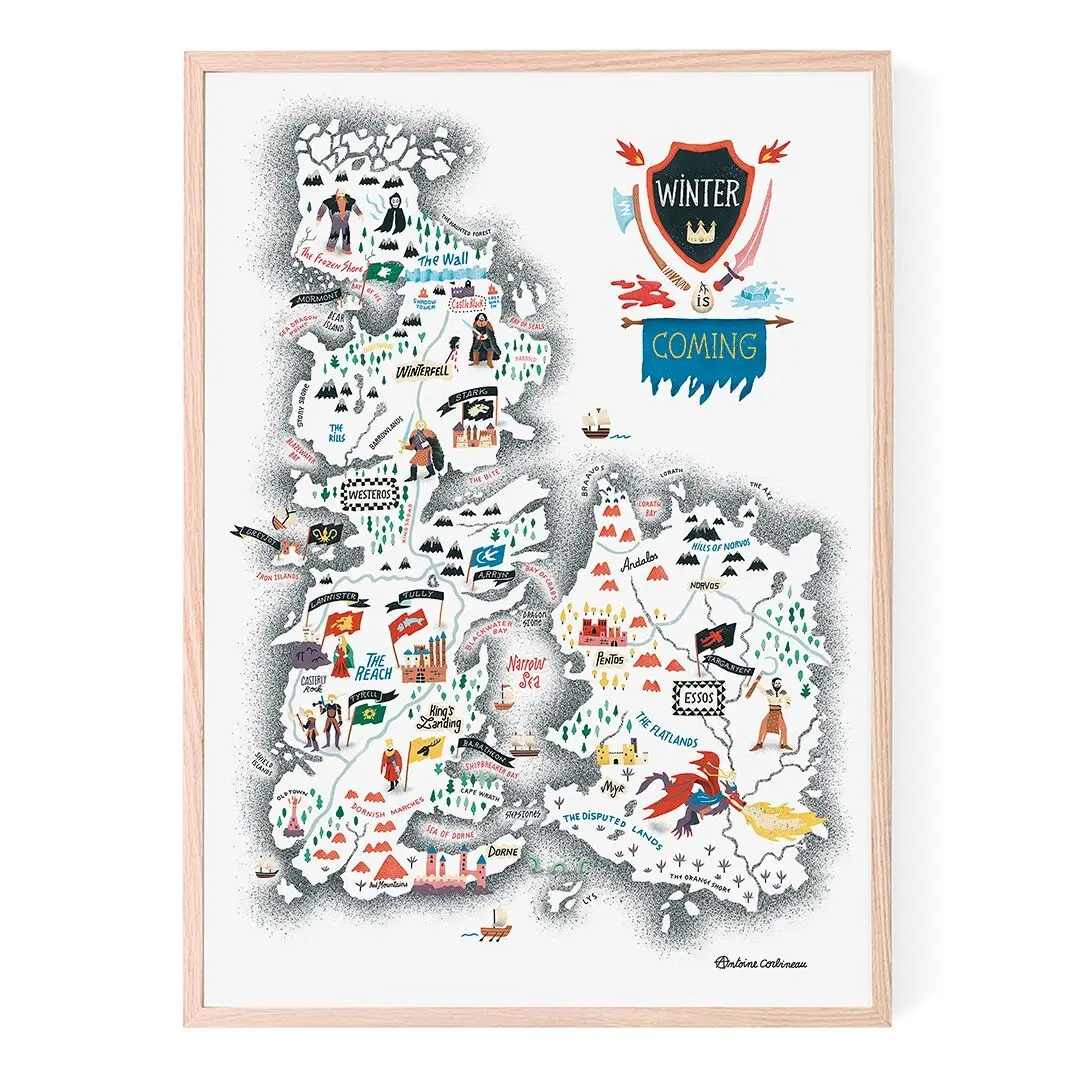 Poster - illustrated with Game of Thrones Winter is Coming by Antoine Corbineau