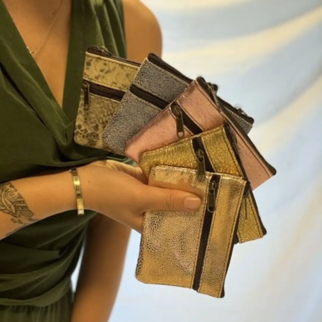 Unique leather wallet made from recycled leather - POLKA