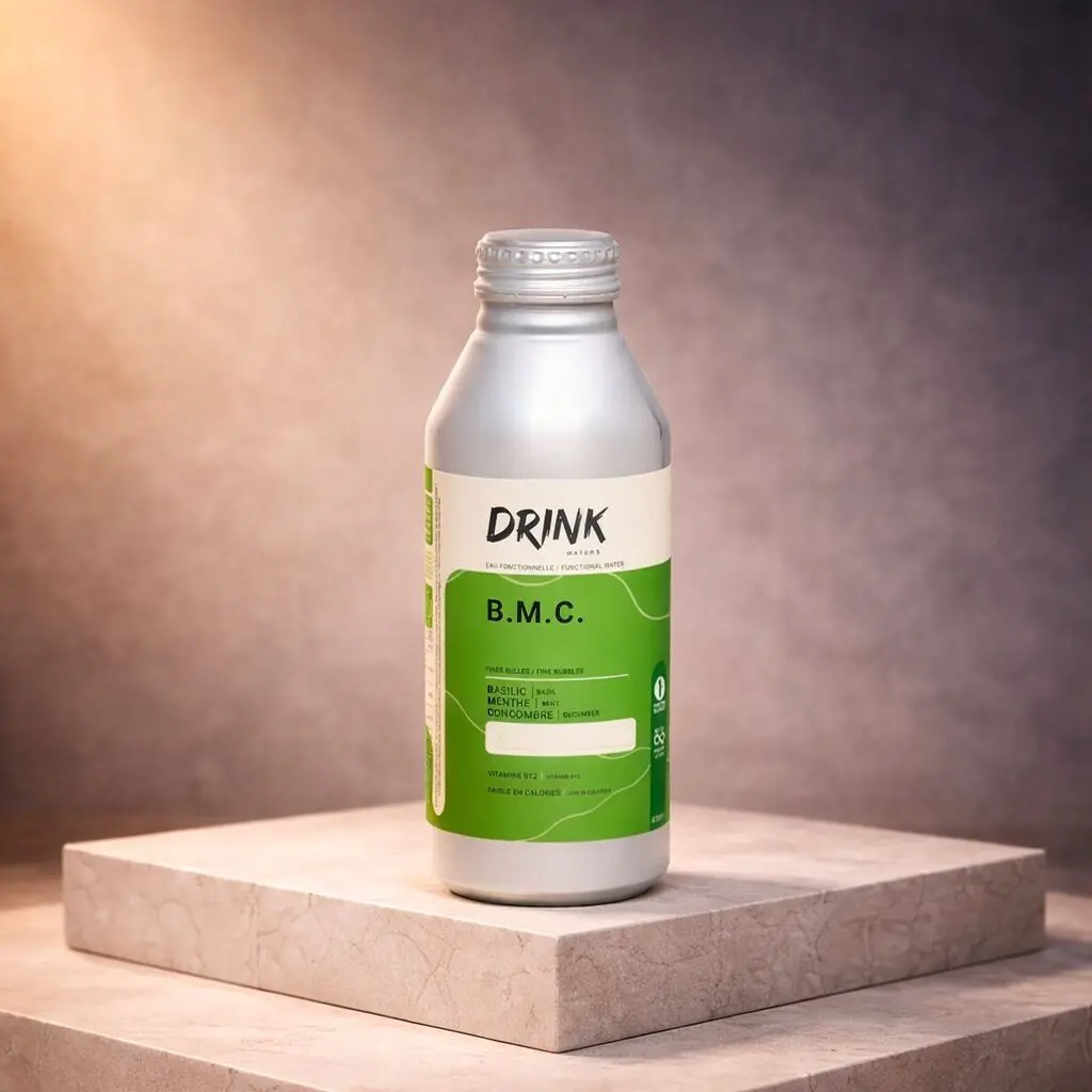 Wasser mit Basilikum-, Minz- und Gurkengeschmack – 470-ml-Aluminiumflasche