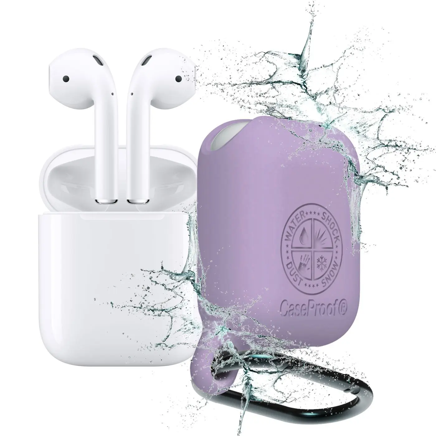 Airpods Waterproof and Shockproof Cover CaseProof Color: Purple