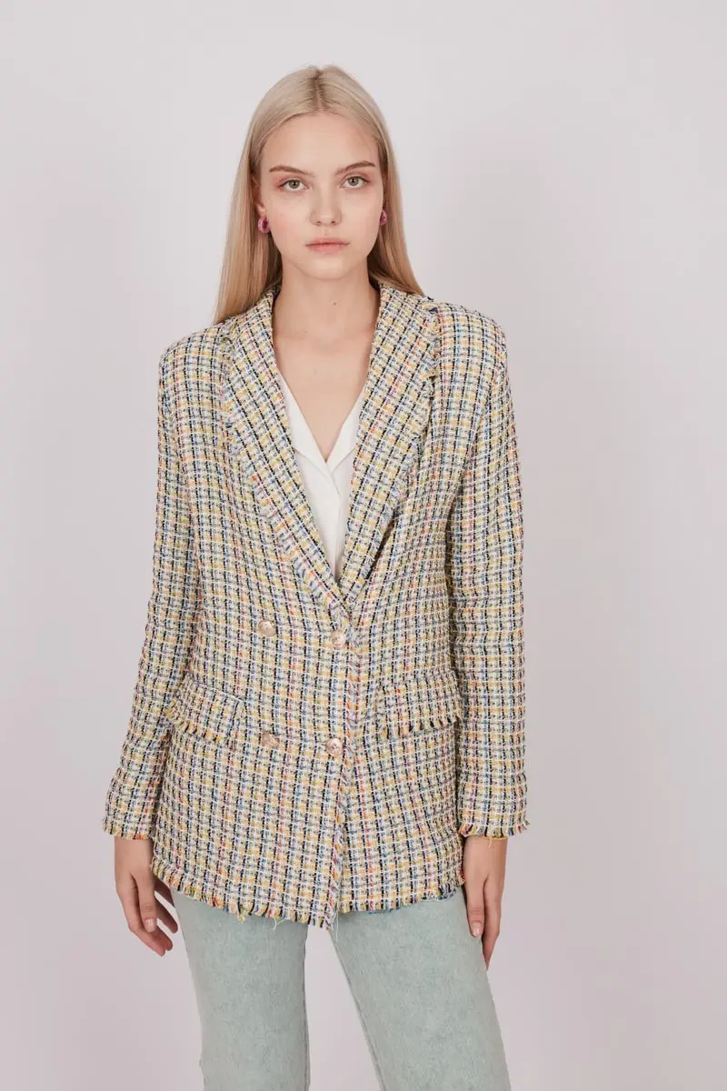 Checked tweed blazer