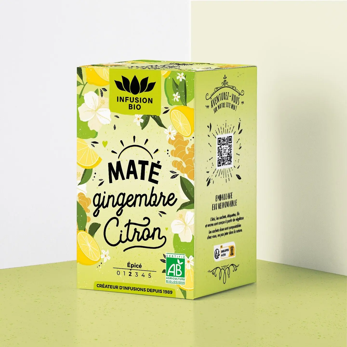 Achat Infusion Maté, Gingembre & Citron Bio* – 16 sachets en gros