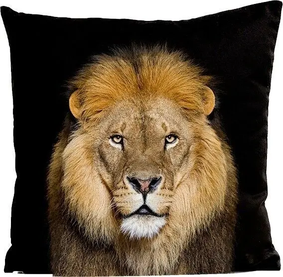 Cushion, lion, suede, removable cover, black, 40x40cm, Lion King model
