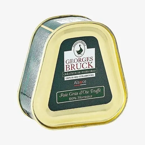 Goose foie gras with 3% truffles, "trapezoidal box with 2 slices" 75g