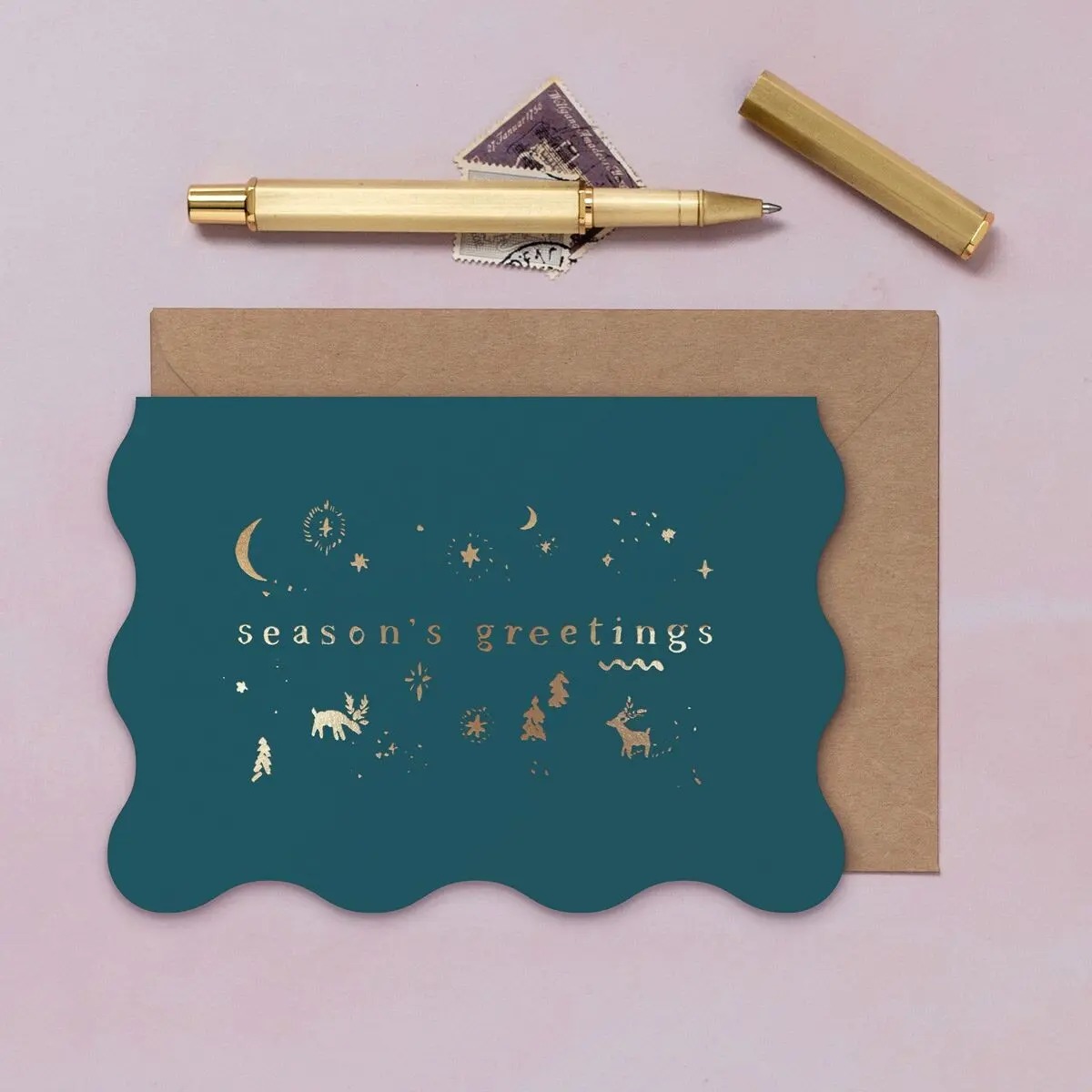 Christmas Cards "Season's Greetings" Snowy Scene Card | Holiday Card | Seasonal Card