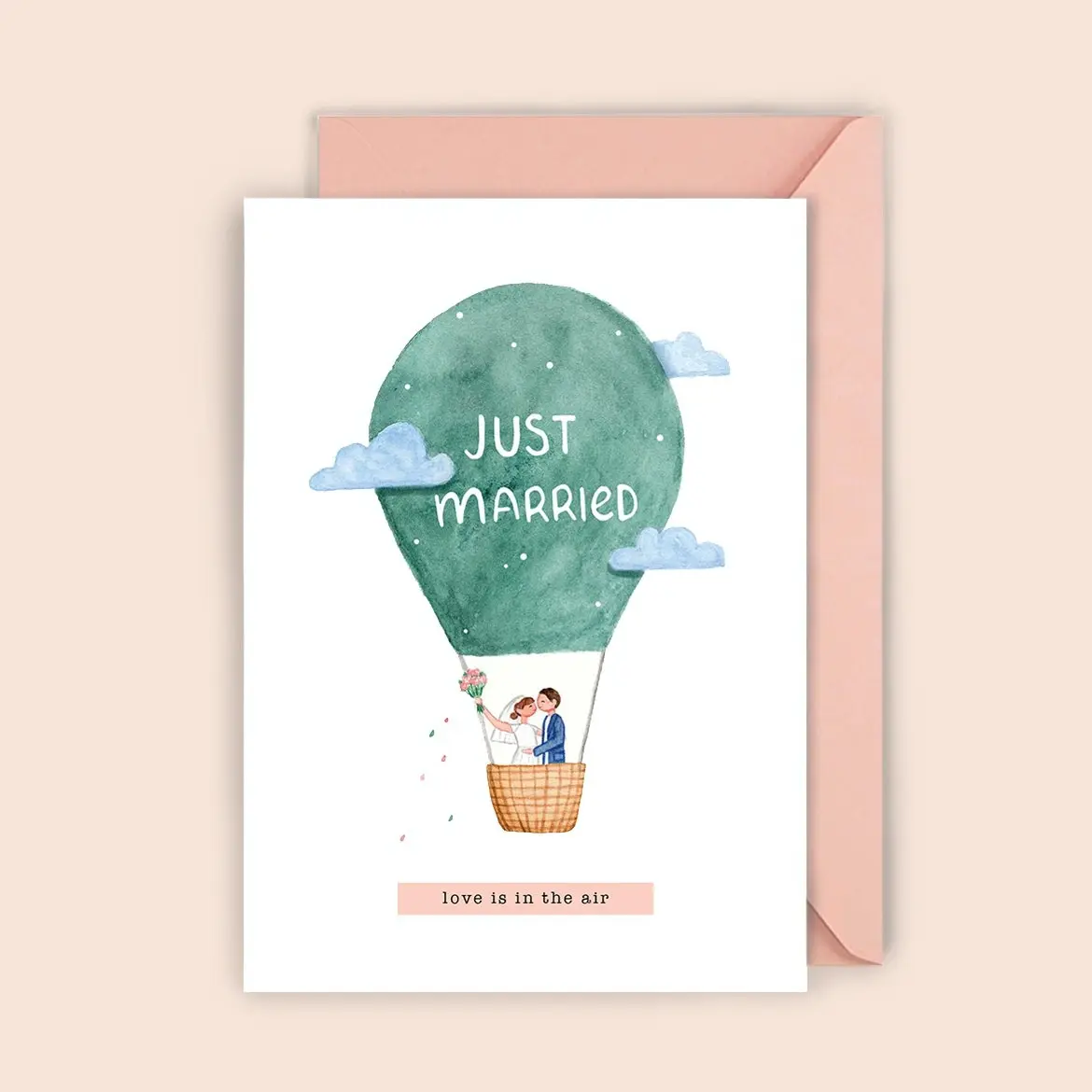 Ballon de mariage - carte pliée