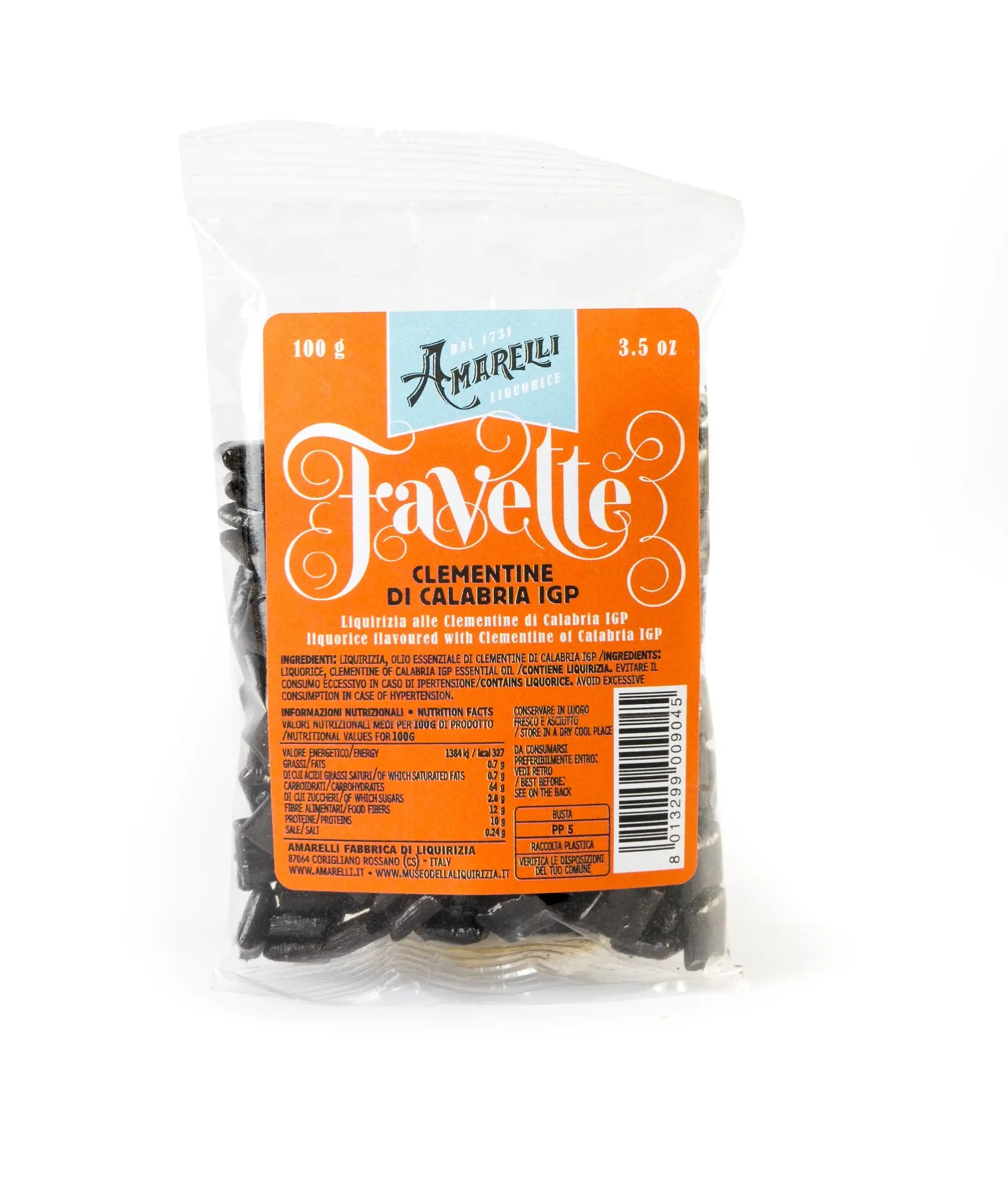 Clementine flavored Liquorice - CLEMENTINE BROAD BEANS 100g