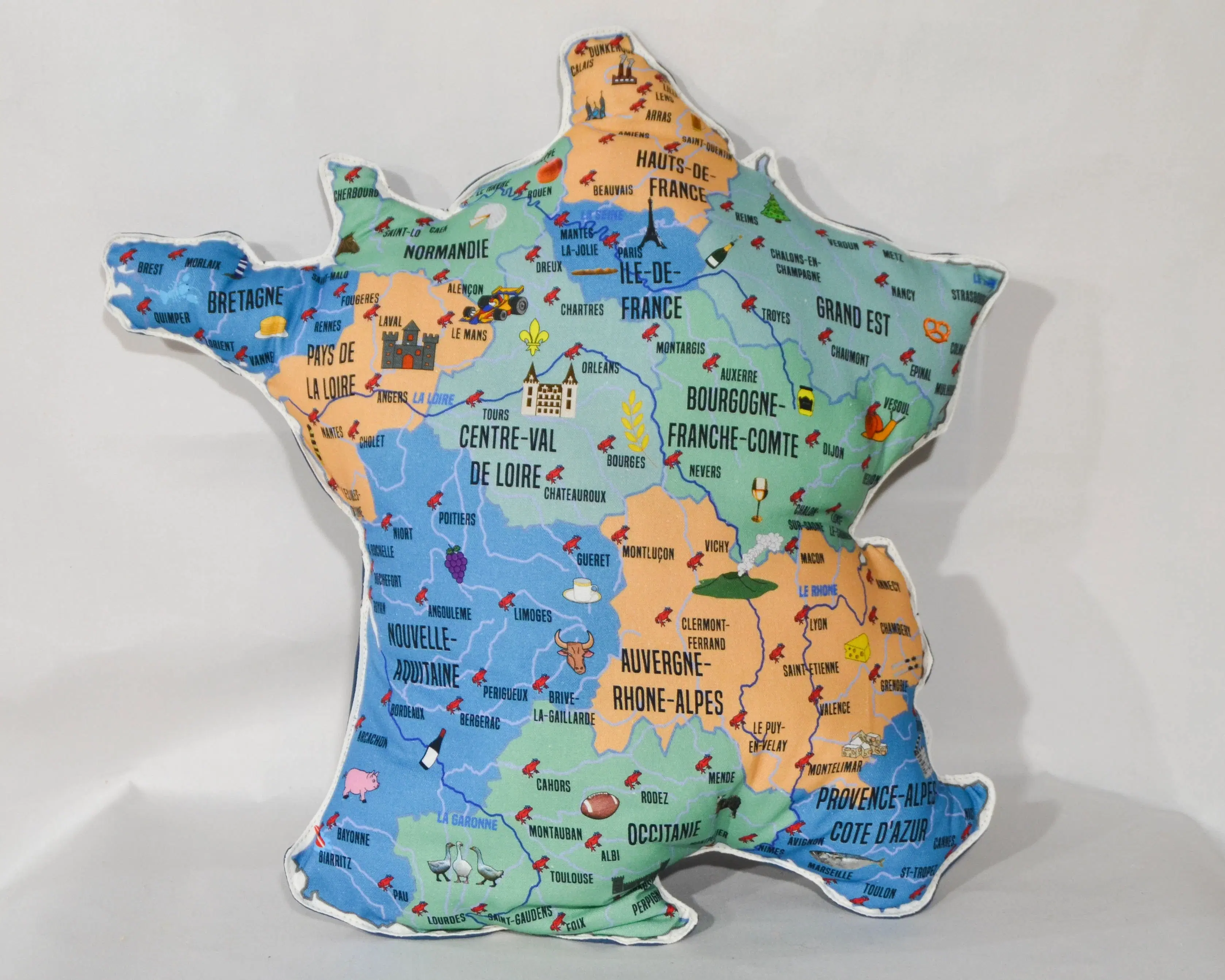 Blue map of France cushion