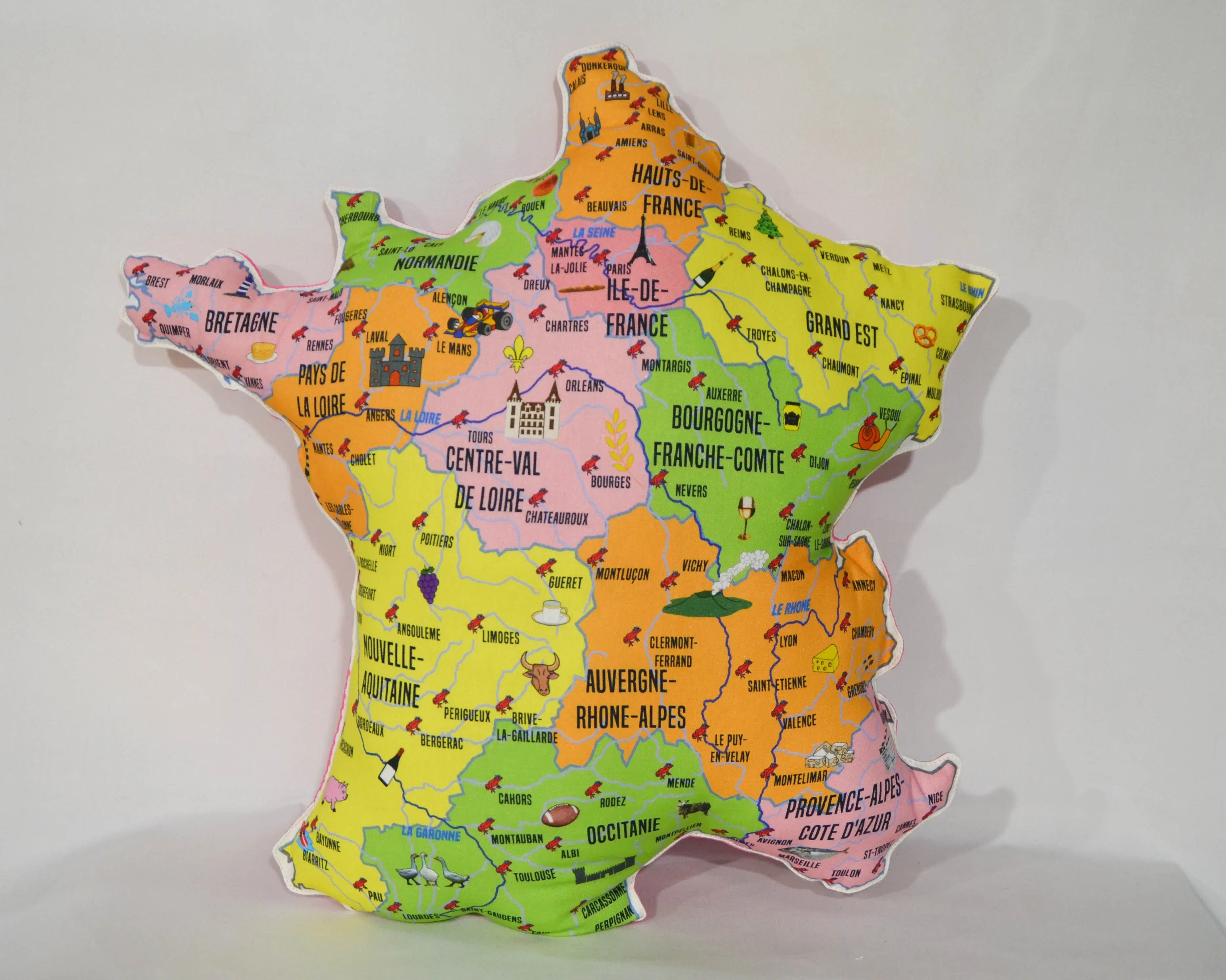 France map pink cushion